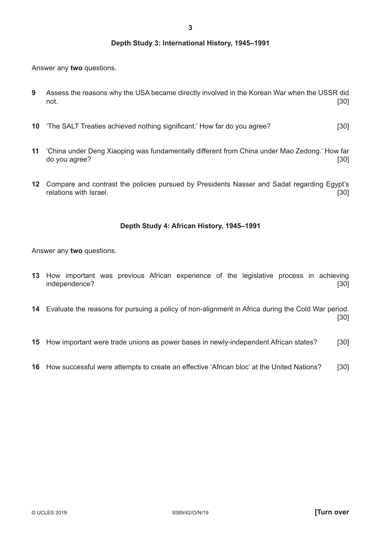 Cambridge A Level History 9389 2019 Oct/Nov Paper 4 · Variant 2 question paper, page 3 of 4