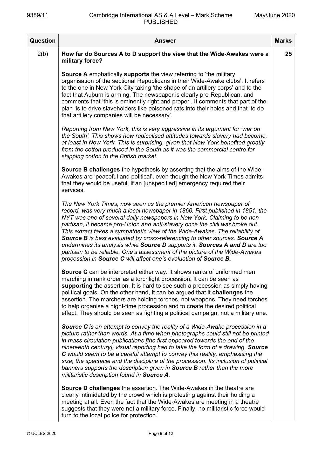 Mark scheme, page 9 of 12
