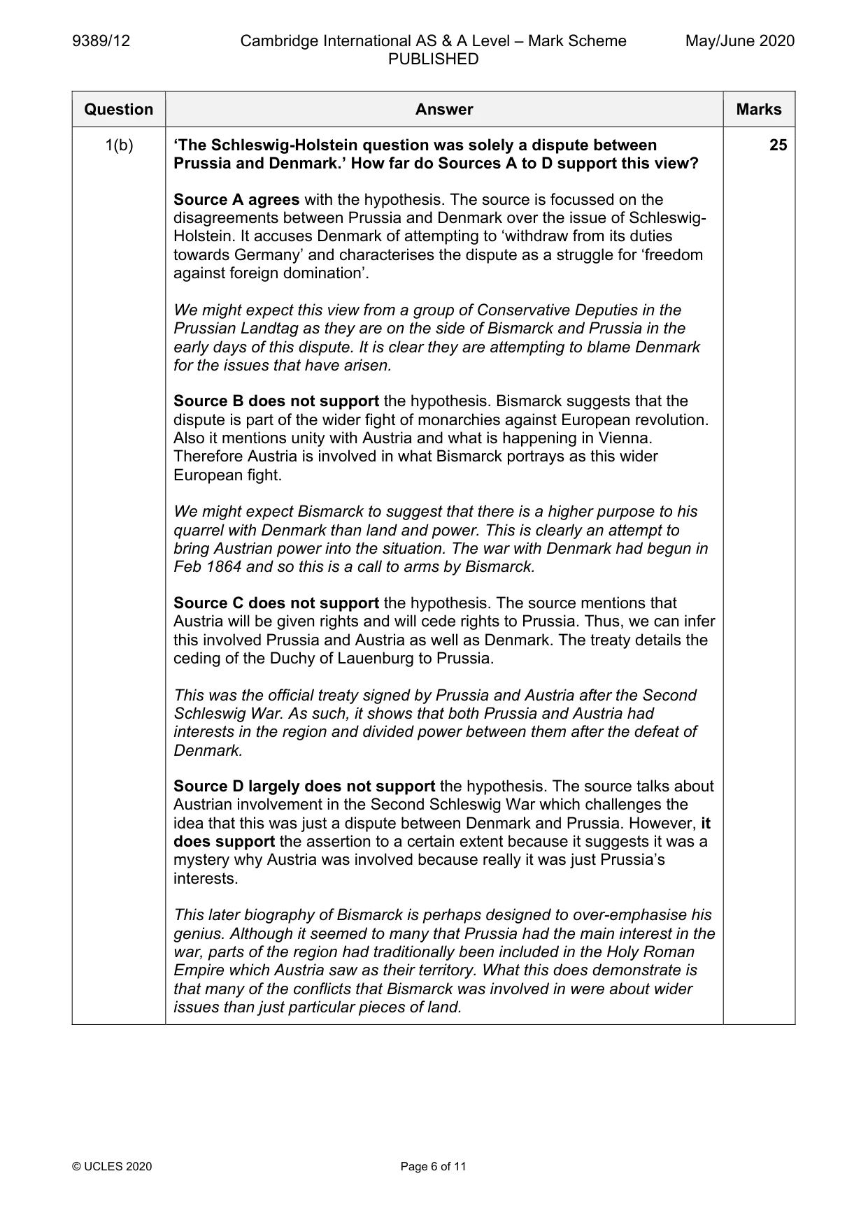 Mark scheme, page 6 of 11