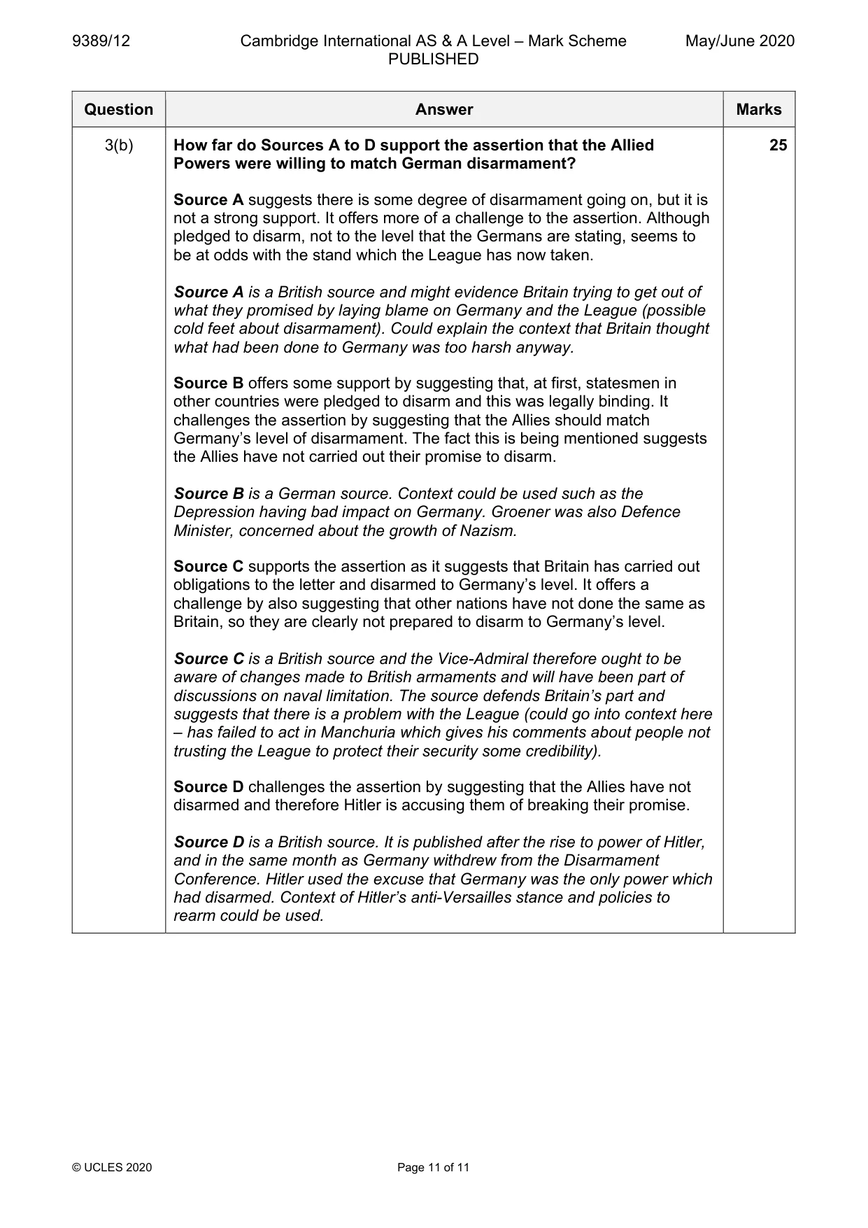 Mark scheme, page 11 of 11