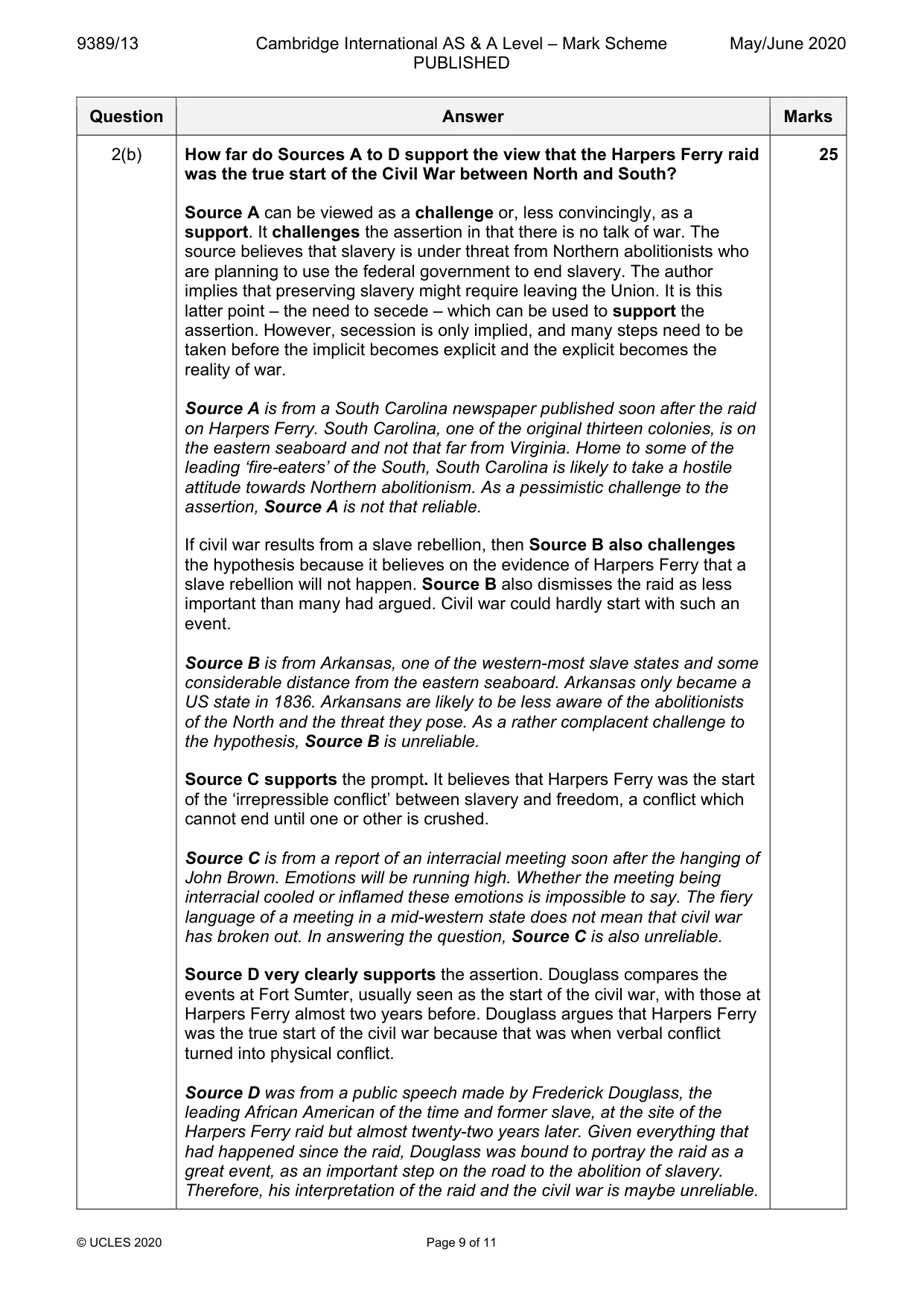Mark scheme, page 9 of 11