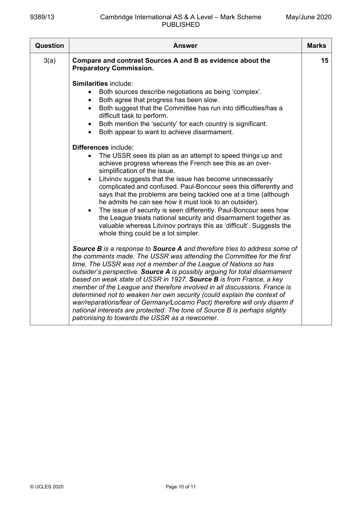 Mark scheme, page 10 of 11