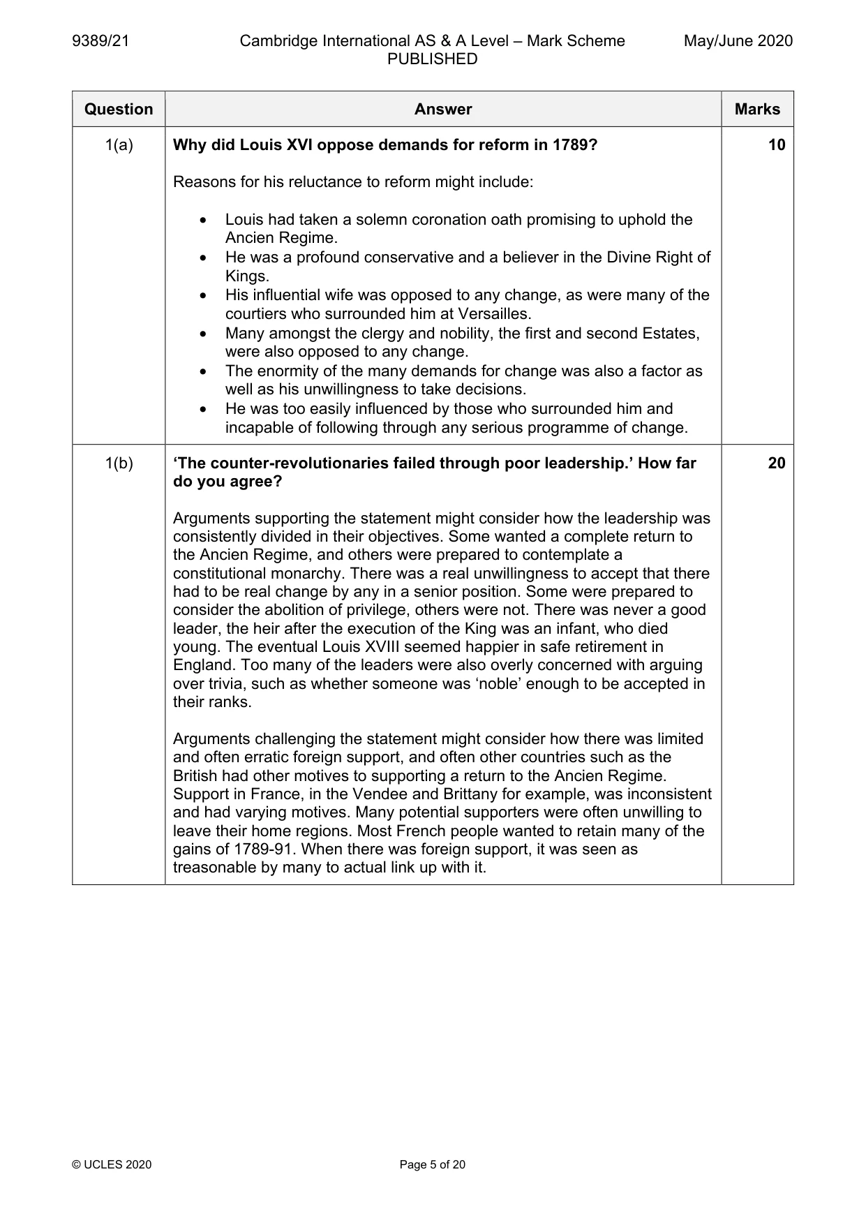 Mark scheme, page 5 of 20