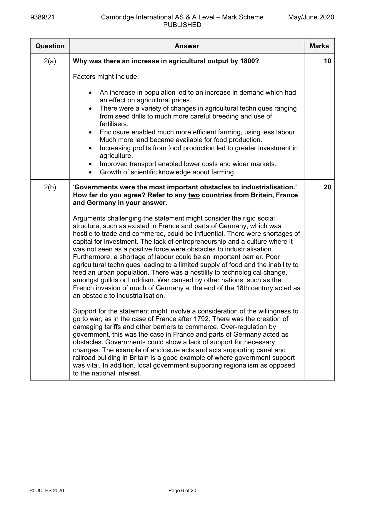 Mark scheme, page 6 of 20