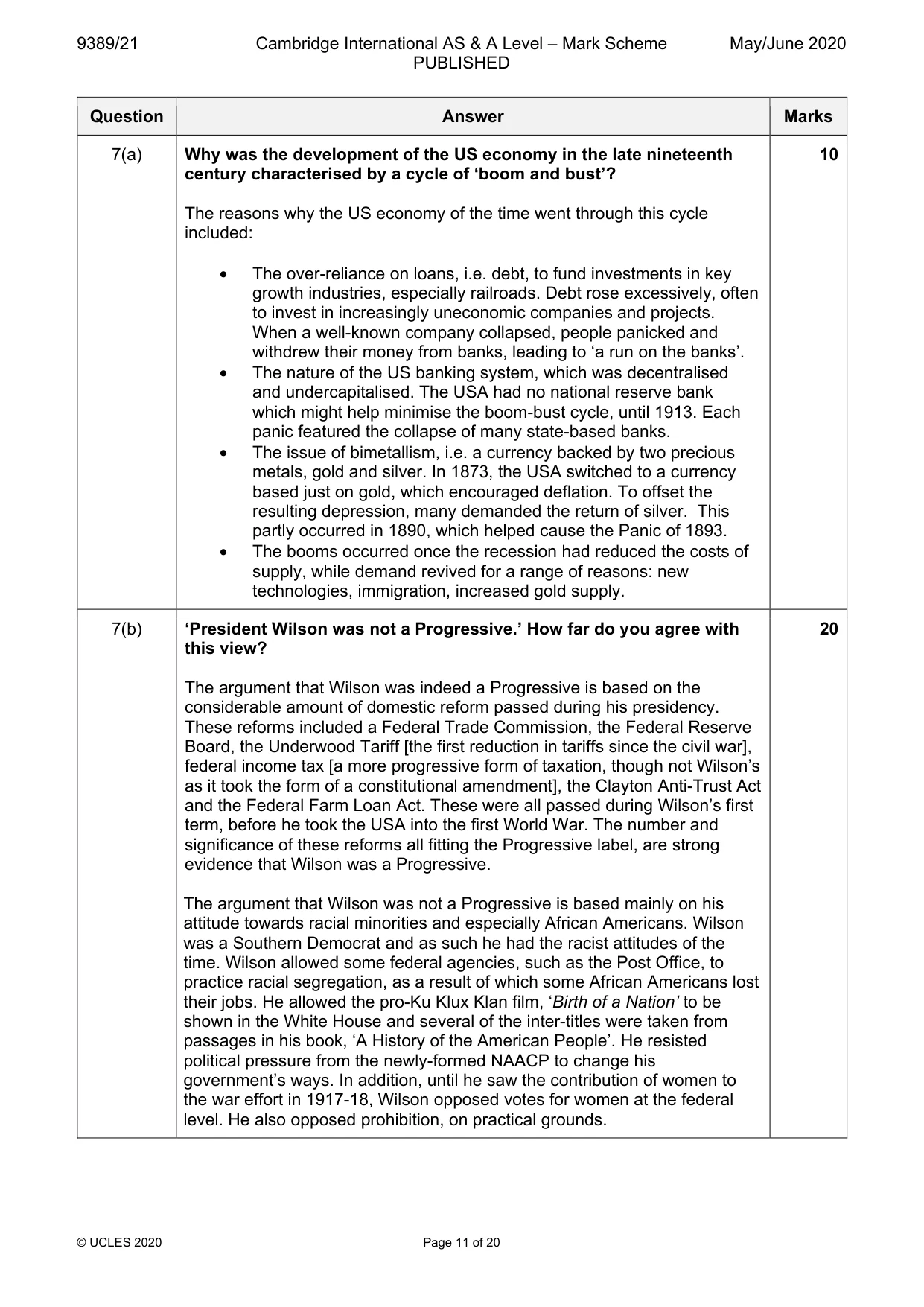 Mark scheme, page 11 of 20