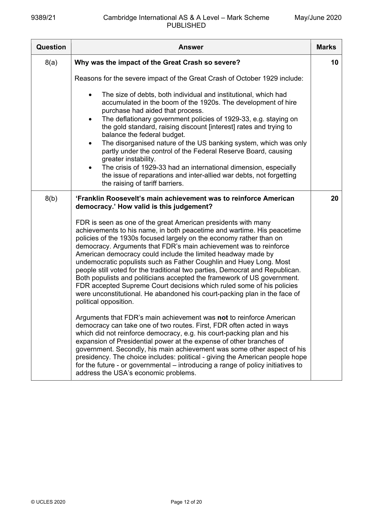 Mark scheme, page 12 of 20