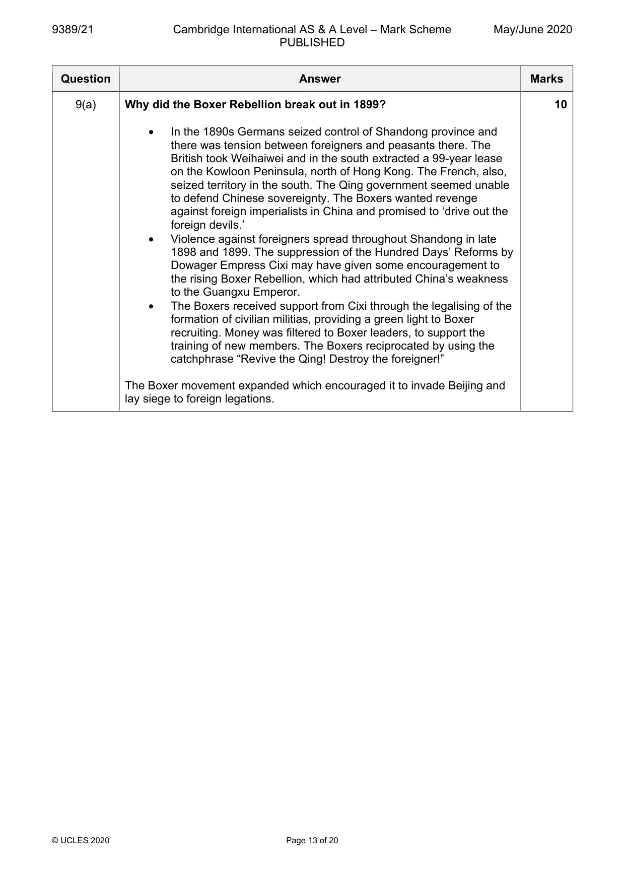 Mark scheme, page 13 of 20