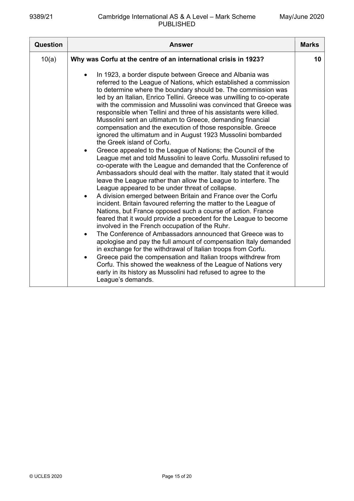 Mark scheme, page 15 of 20