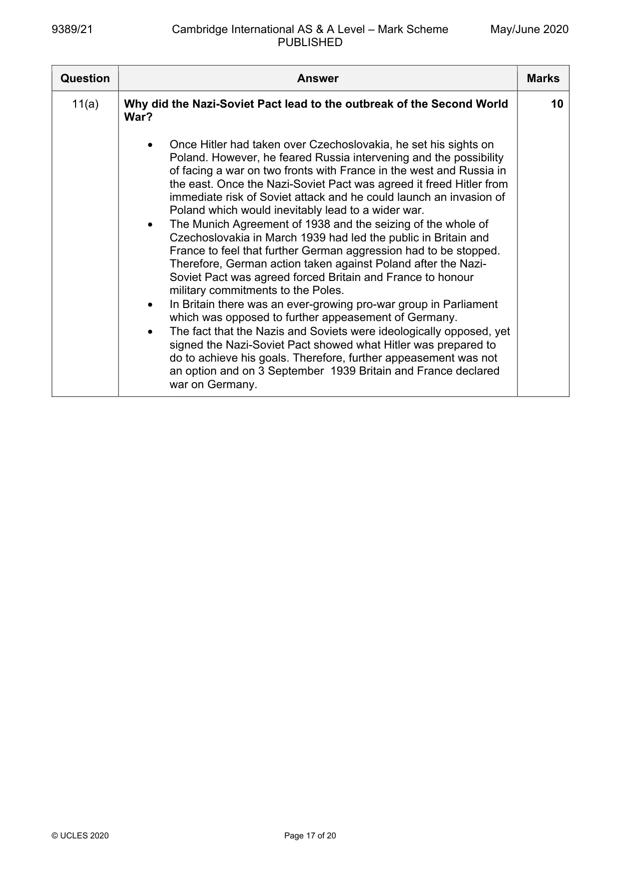 Mark scheme, page 17 of 20