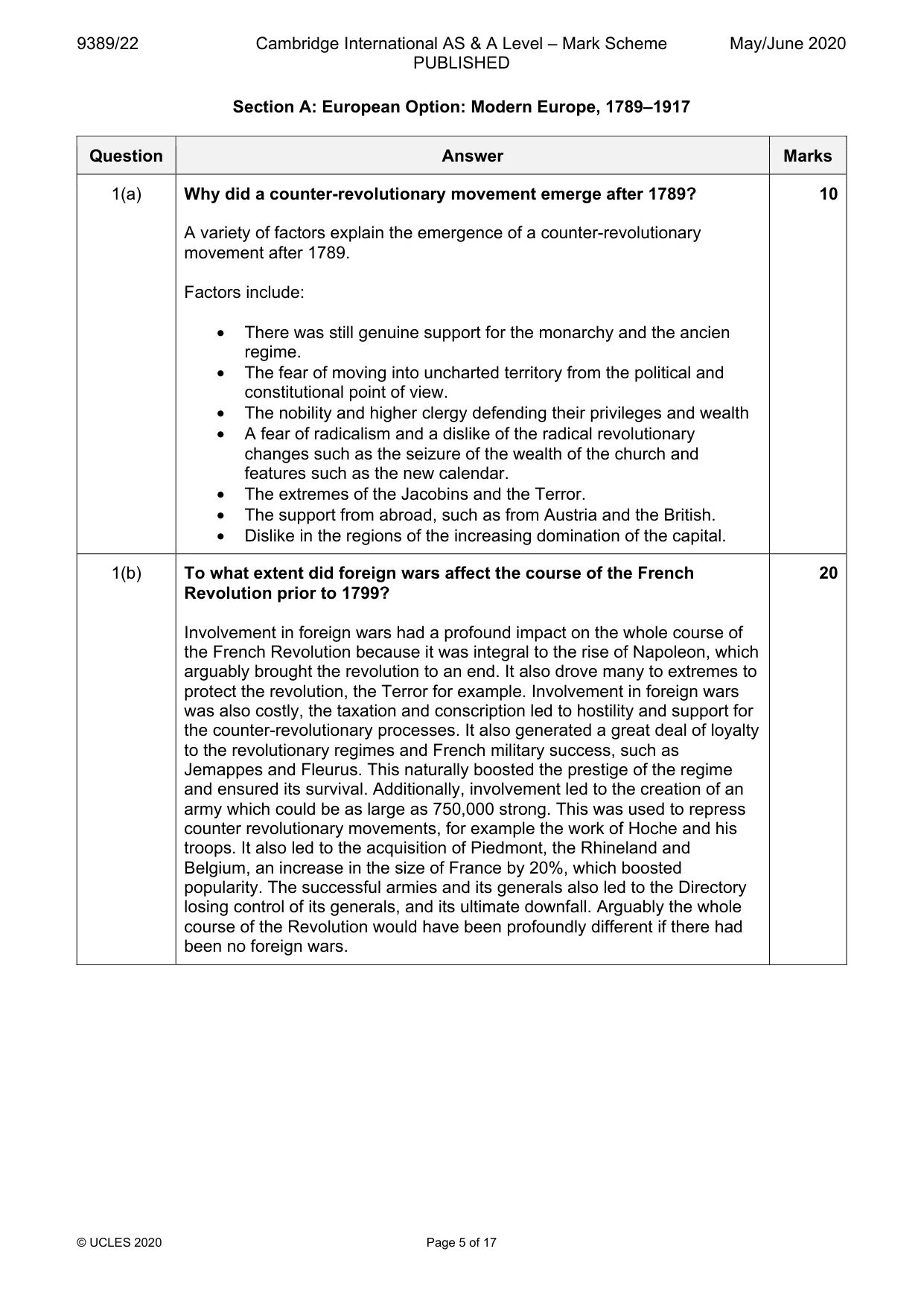 Mark scheme, page 5 of 17