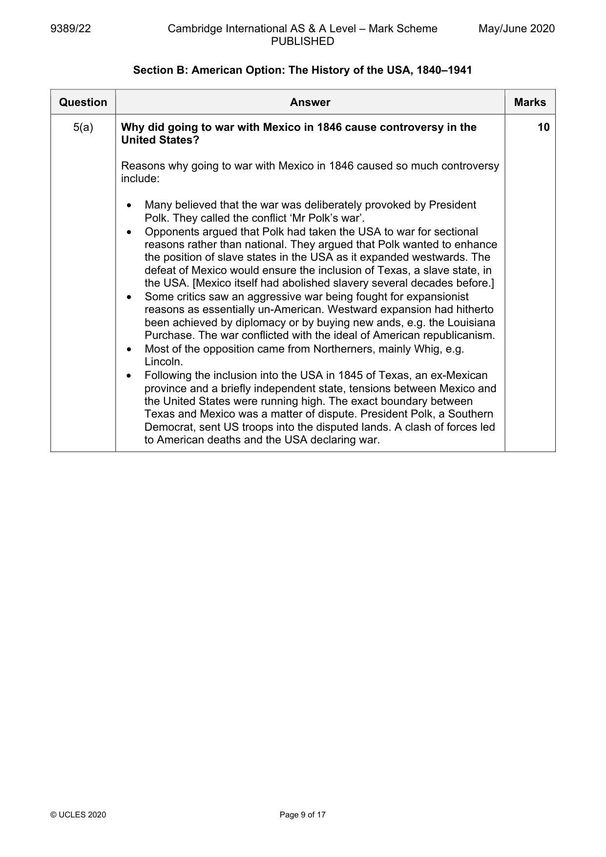 Mark scheme, page 9 of 17