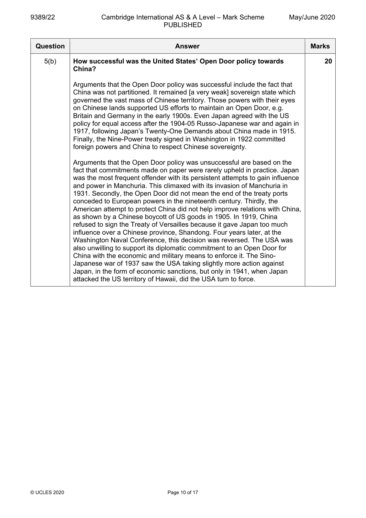 Mark scheme, page 10 of 17