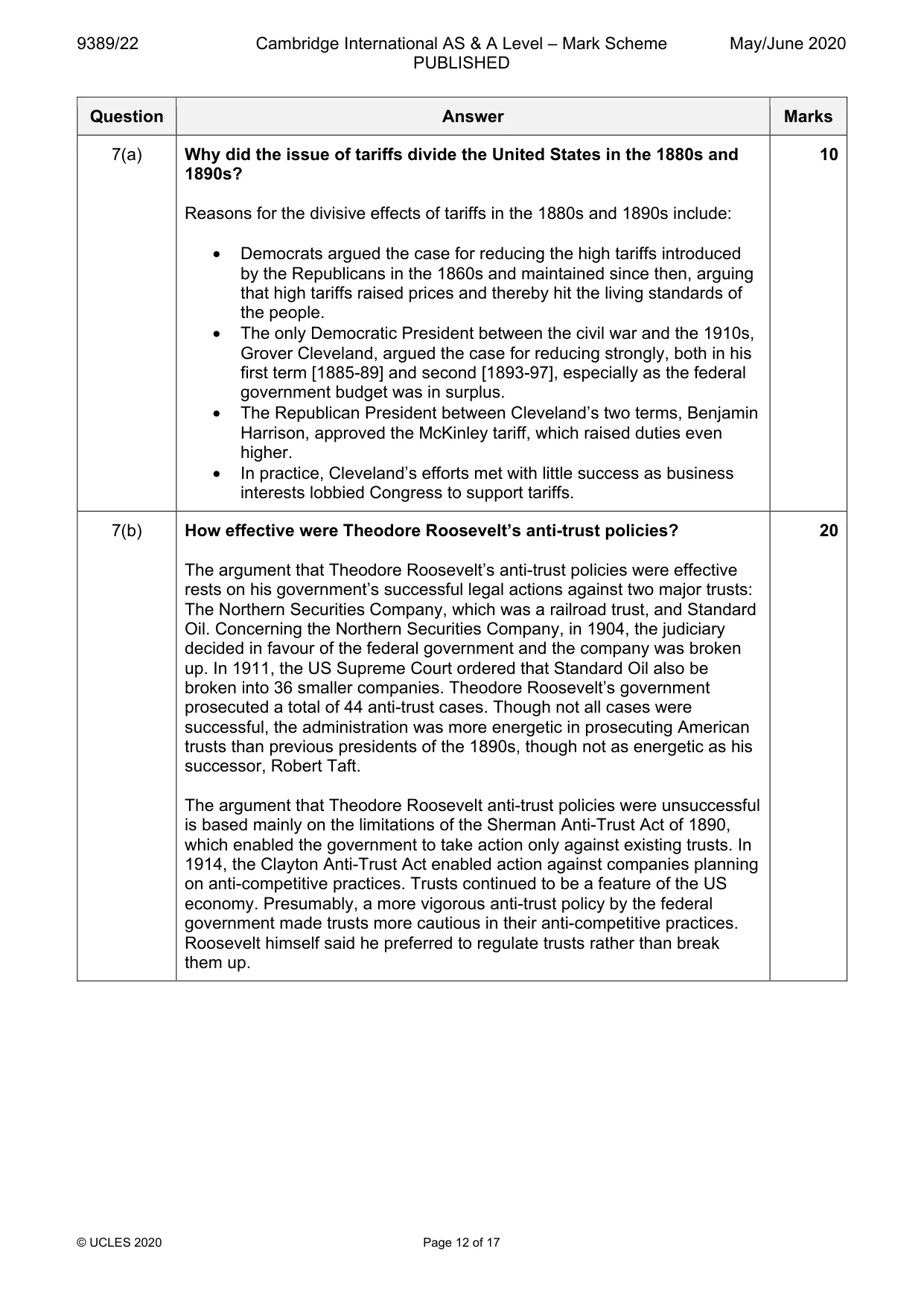 Mark scheme, page 12 of 17