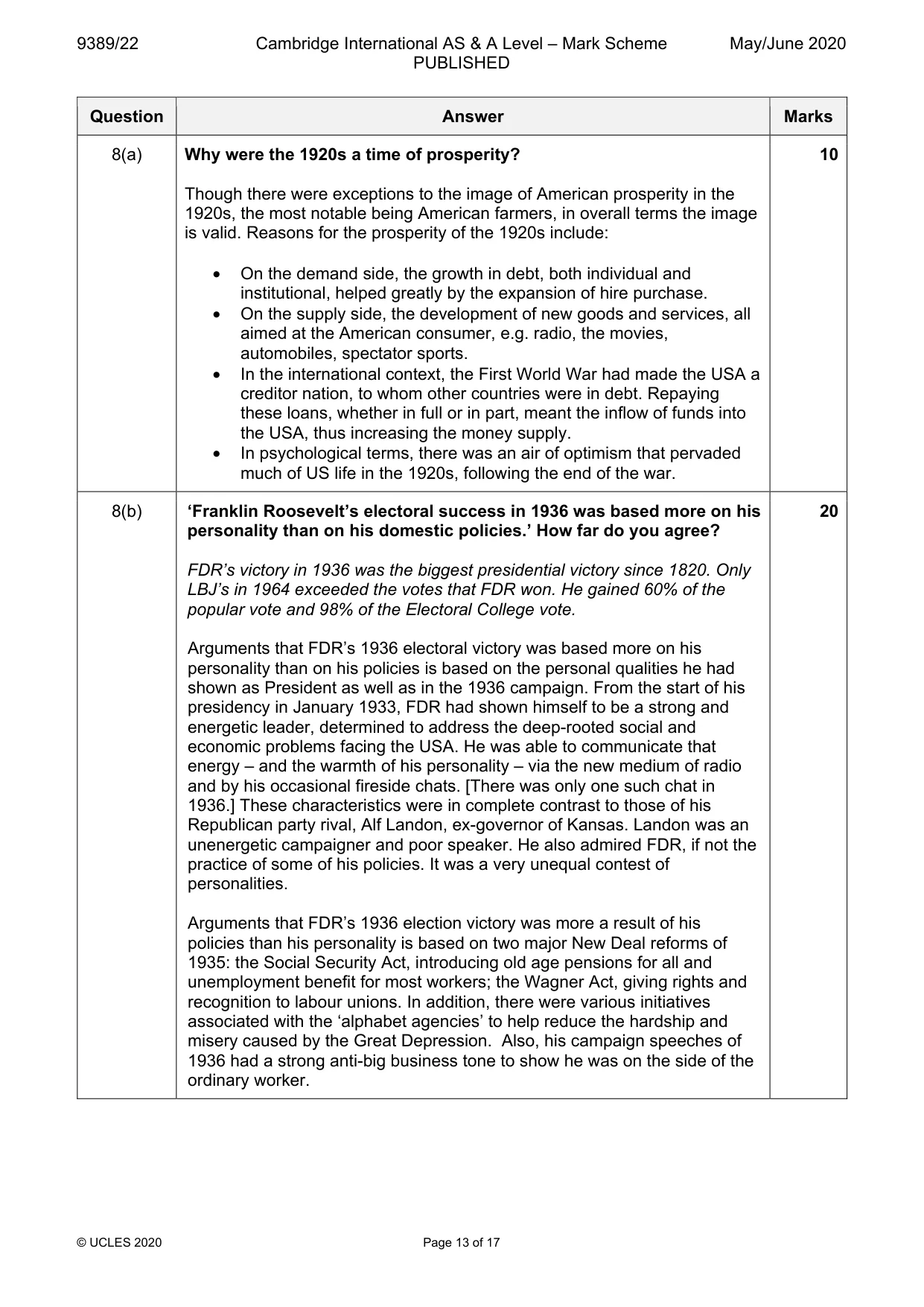 Mark scheme, page 13 of 17
