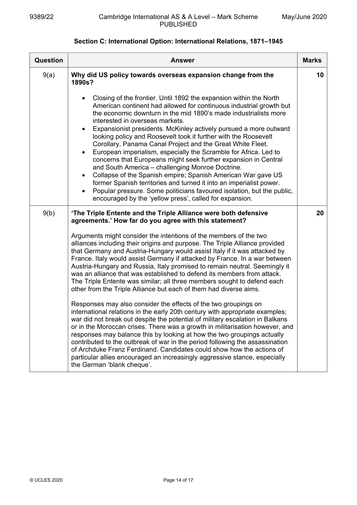Mark scheme, page 14 of 17