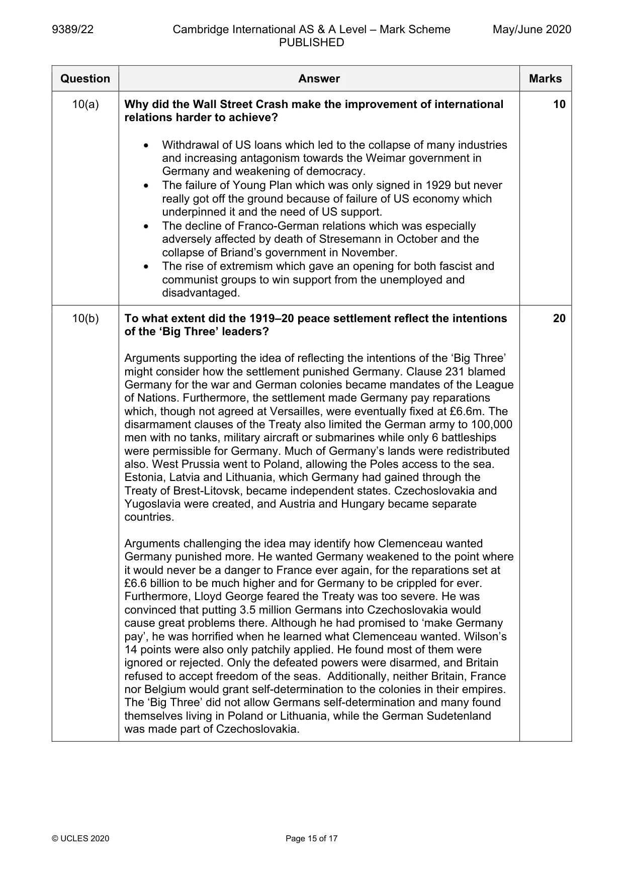 Mark scheme, page 15 of 17