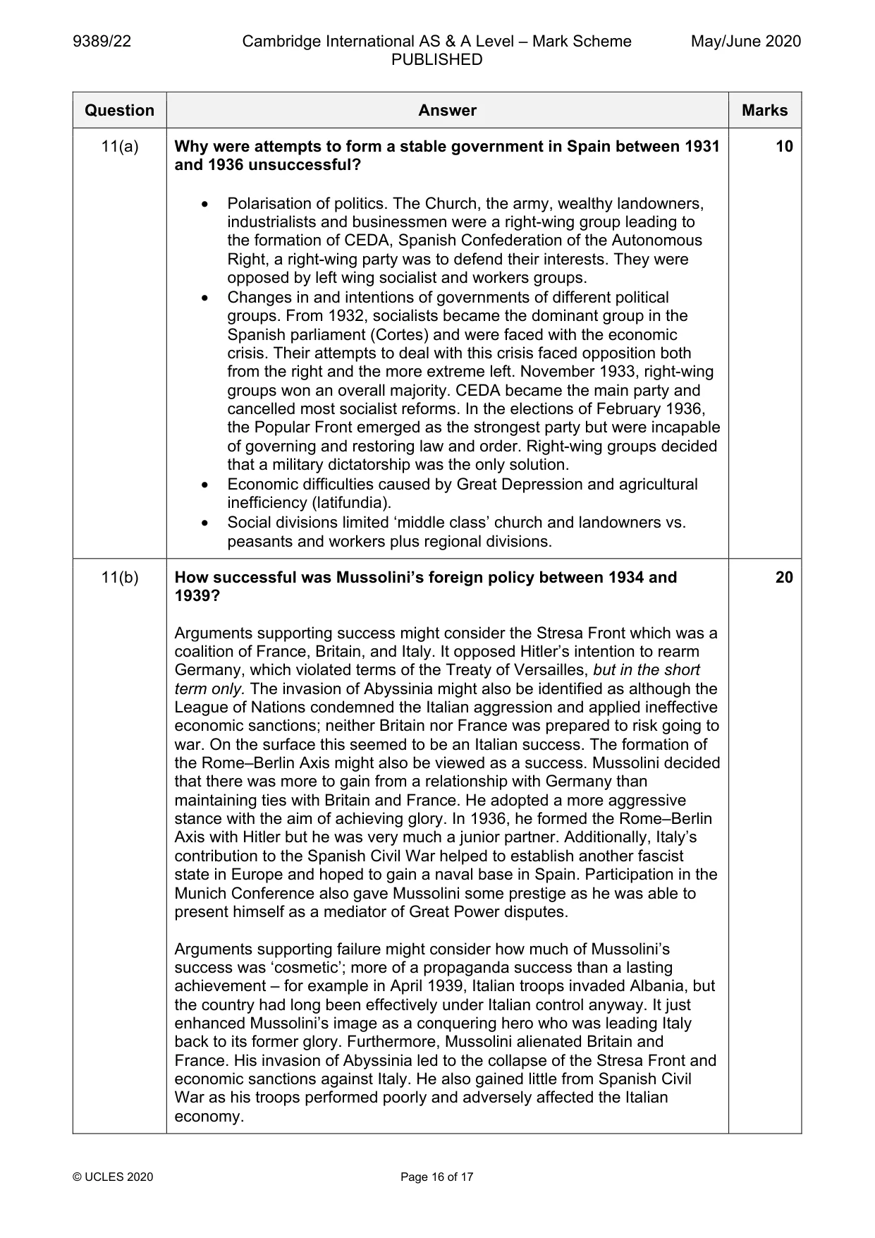 Mark scheme, page 16 of 17