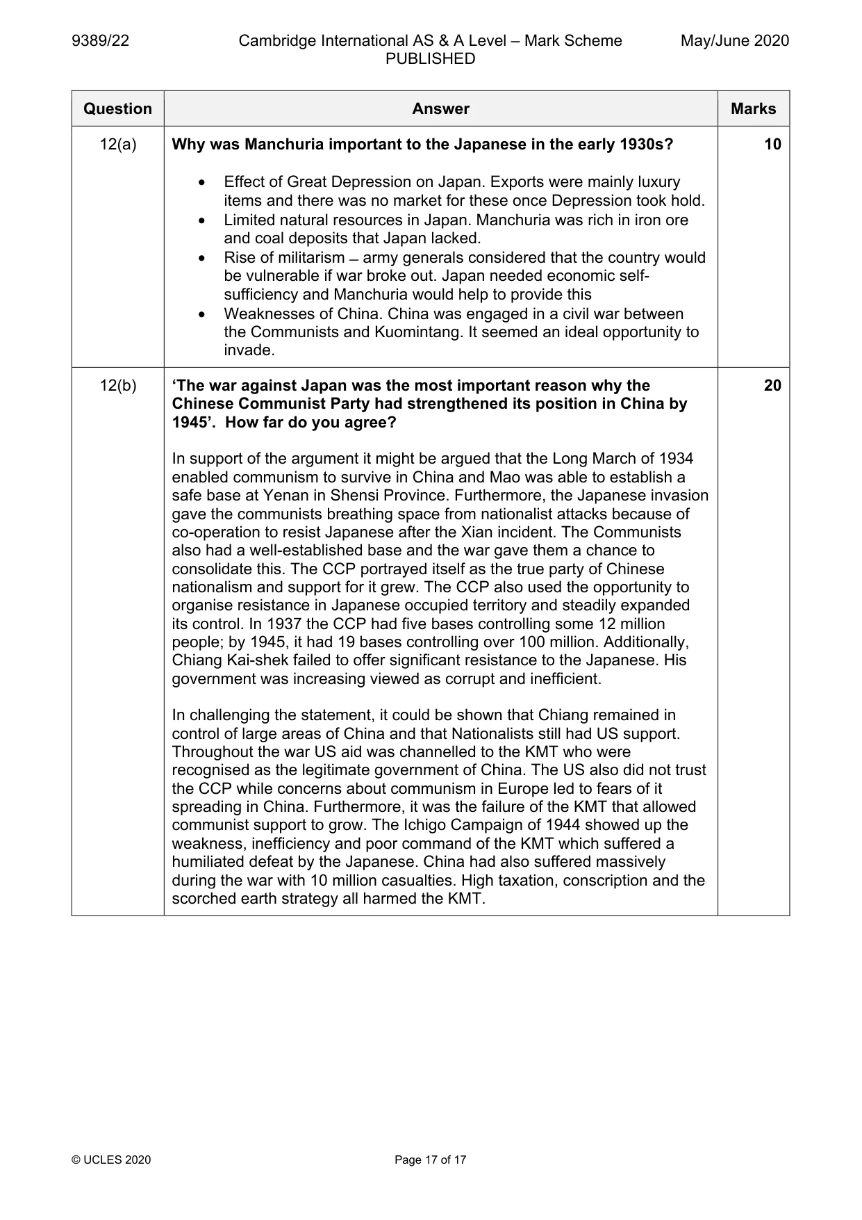 Mark scheme, page 17 of 17