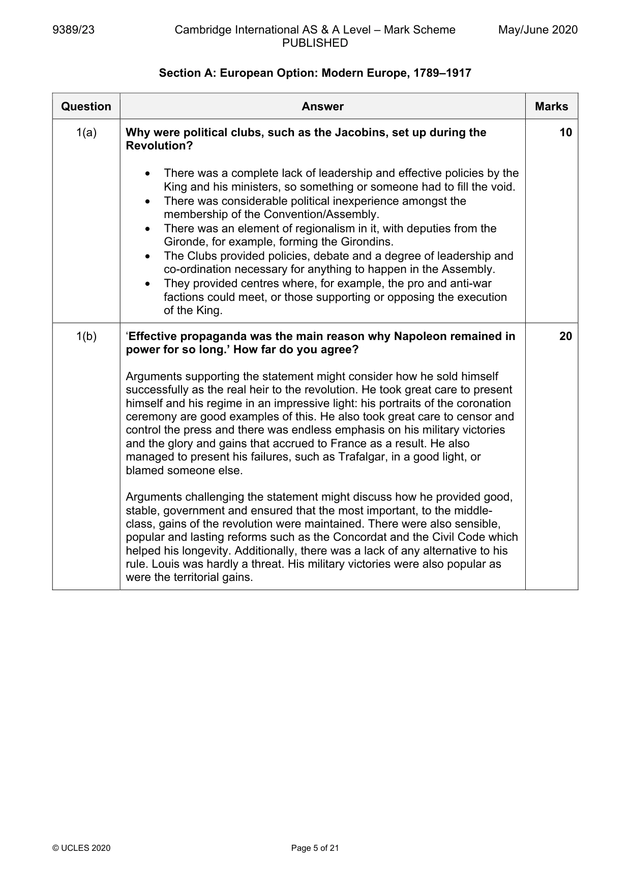 Mark scheme, page 5 of 21