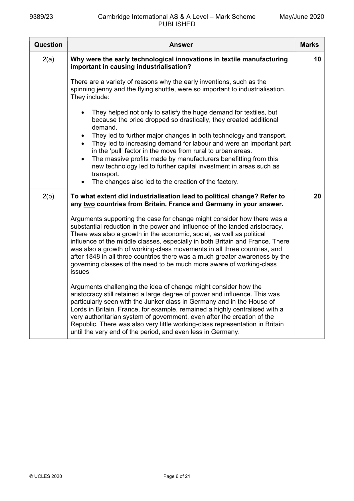 Mark scheme, page 6 of 21