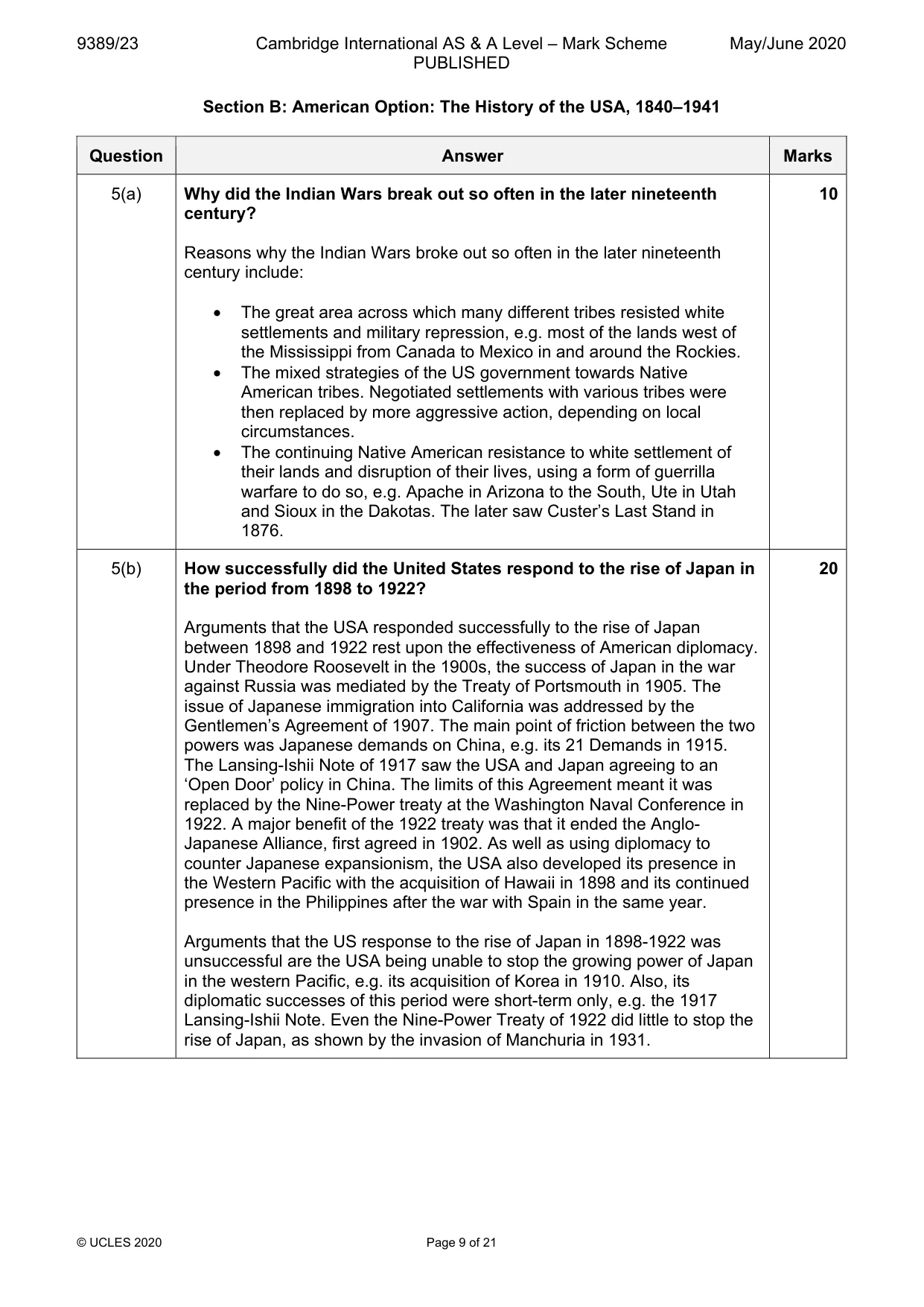 Mark scheme, page 9 of 21