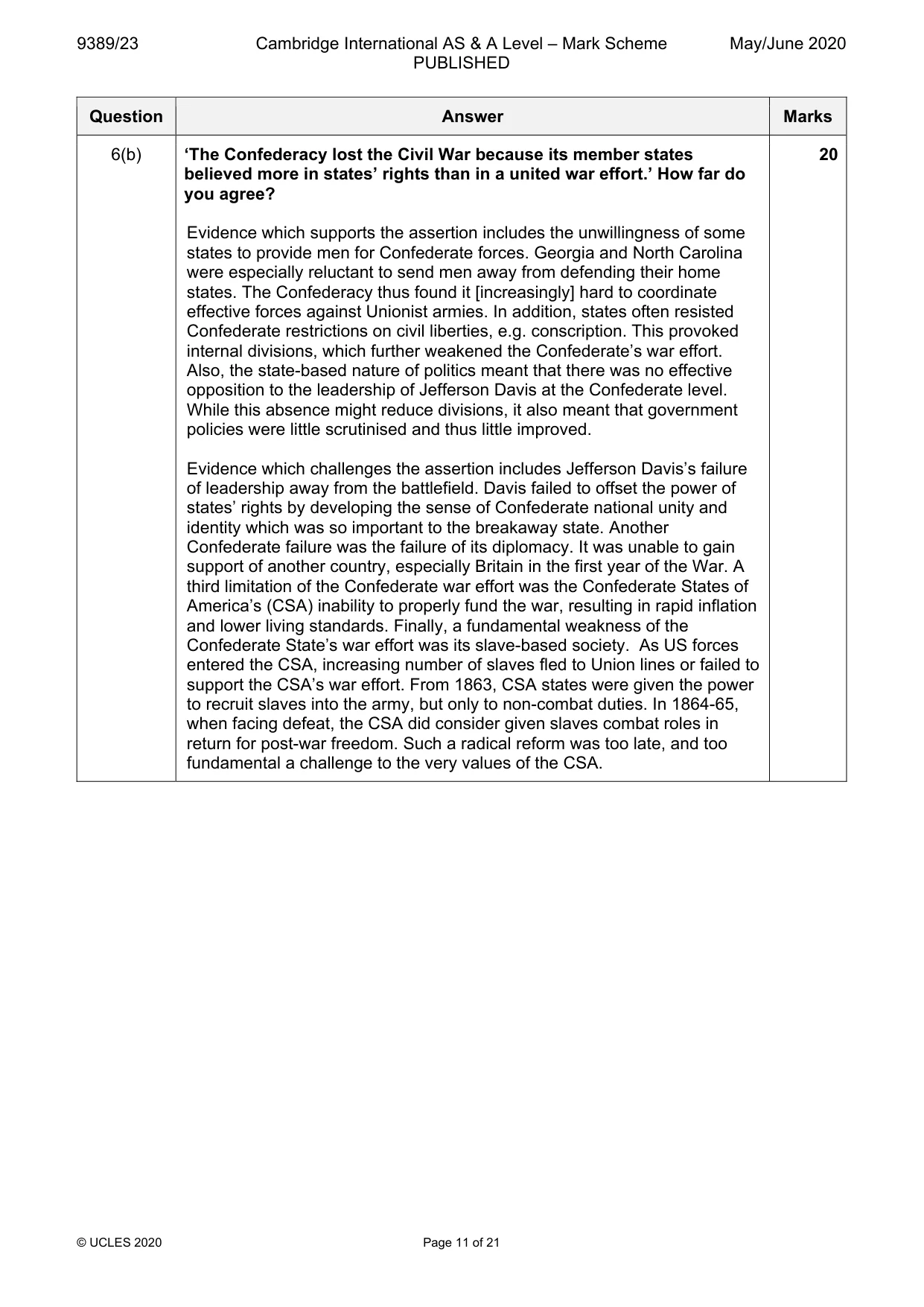 Mark scheme, page 11 of 21