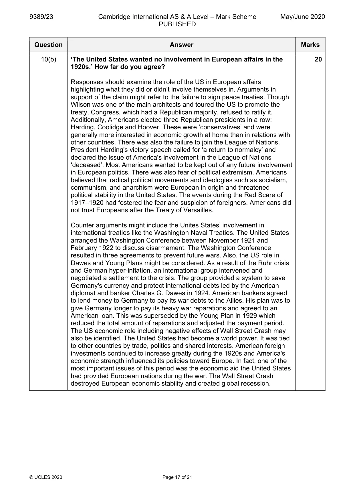 Mark scheme, page 17 of 21