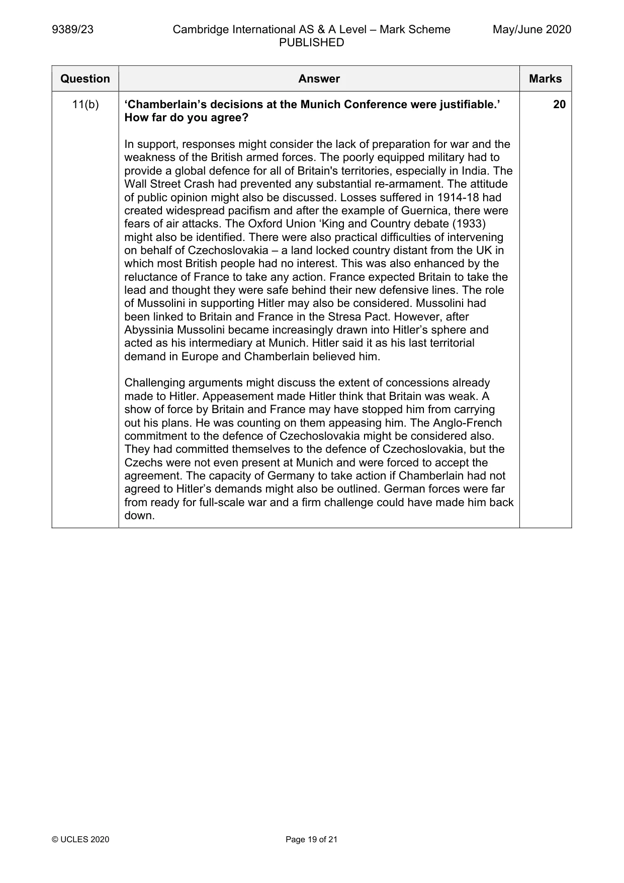Mark scheme, page 19 of 21
