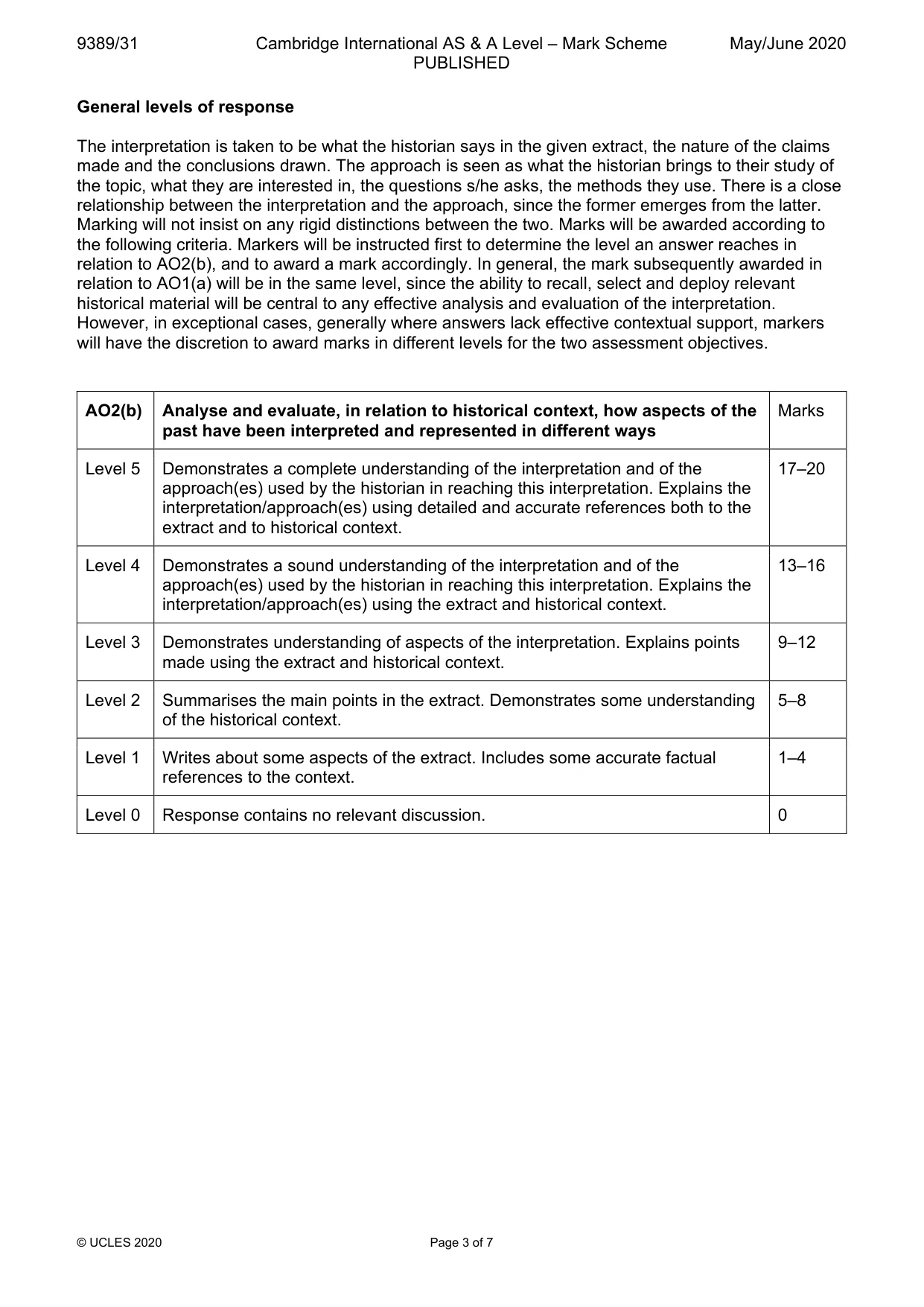 Mark scheme, page 3 of 7