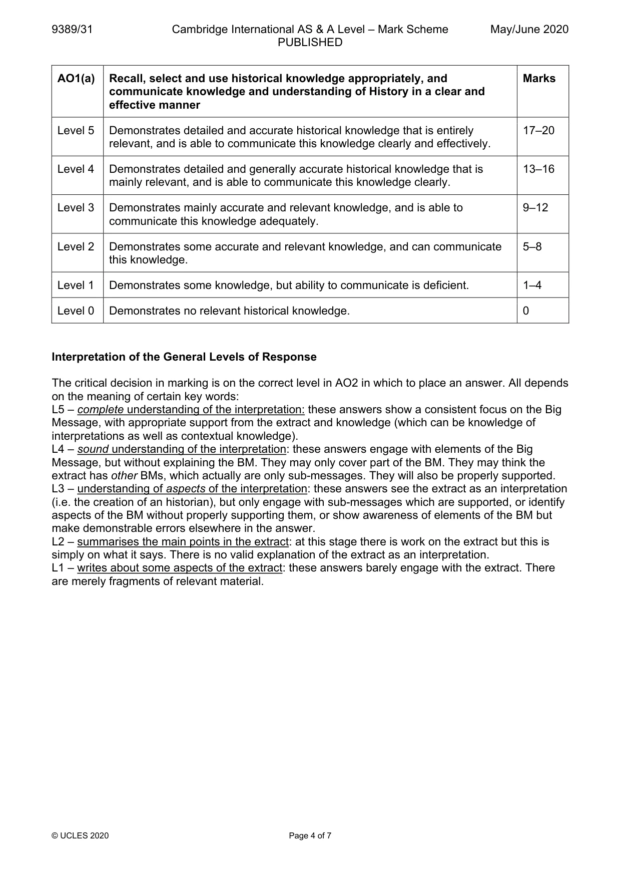 Mark scheme, page 4 of 7