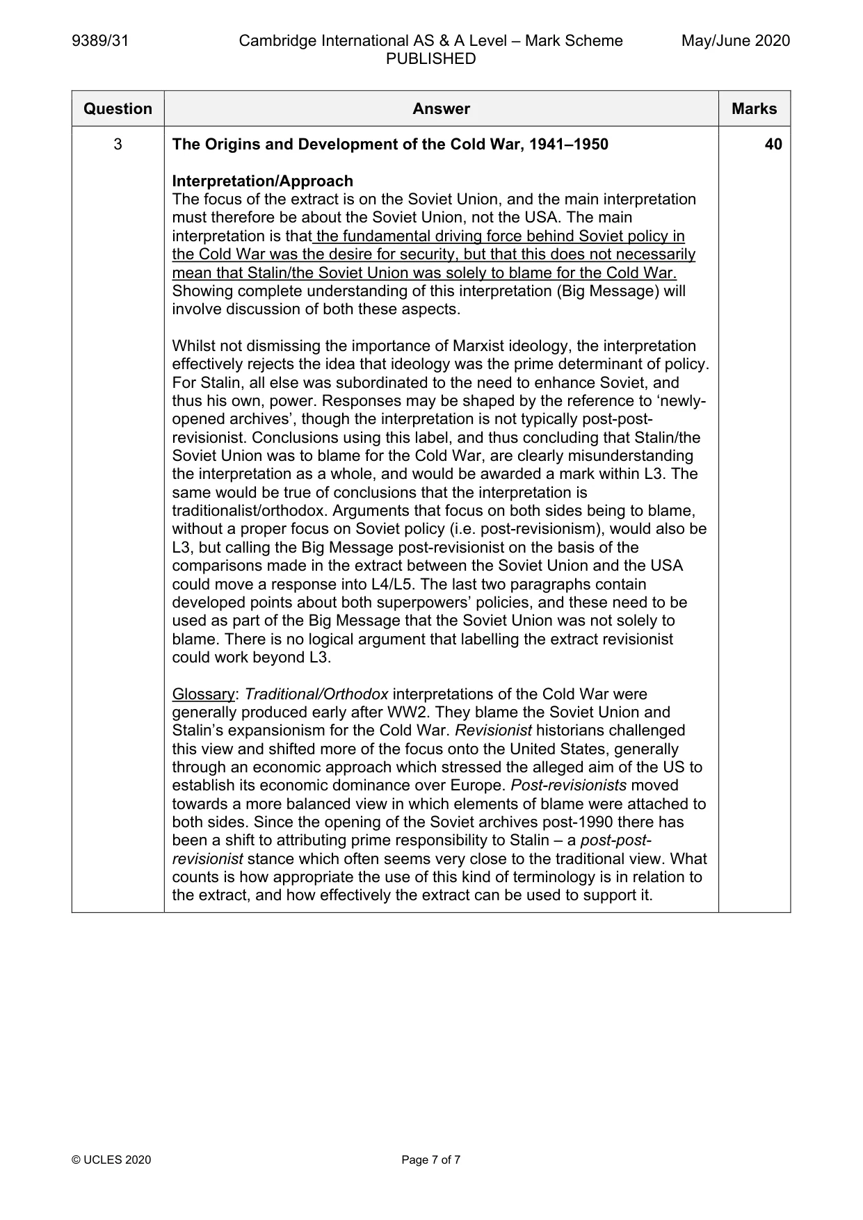 Mark scheme, page 7 of 7