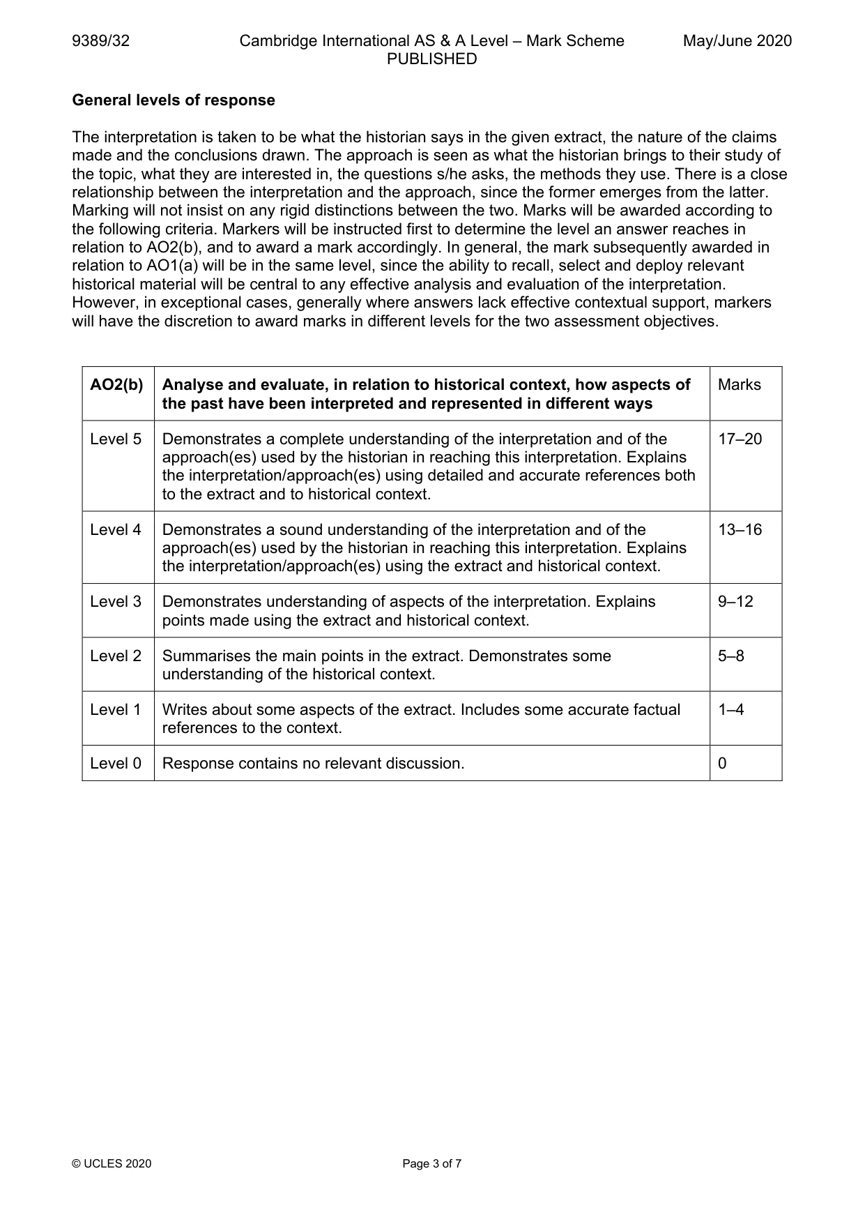 Mark scheme, page 3 of 7