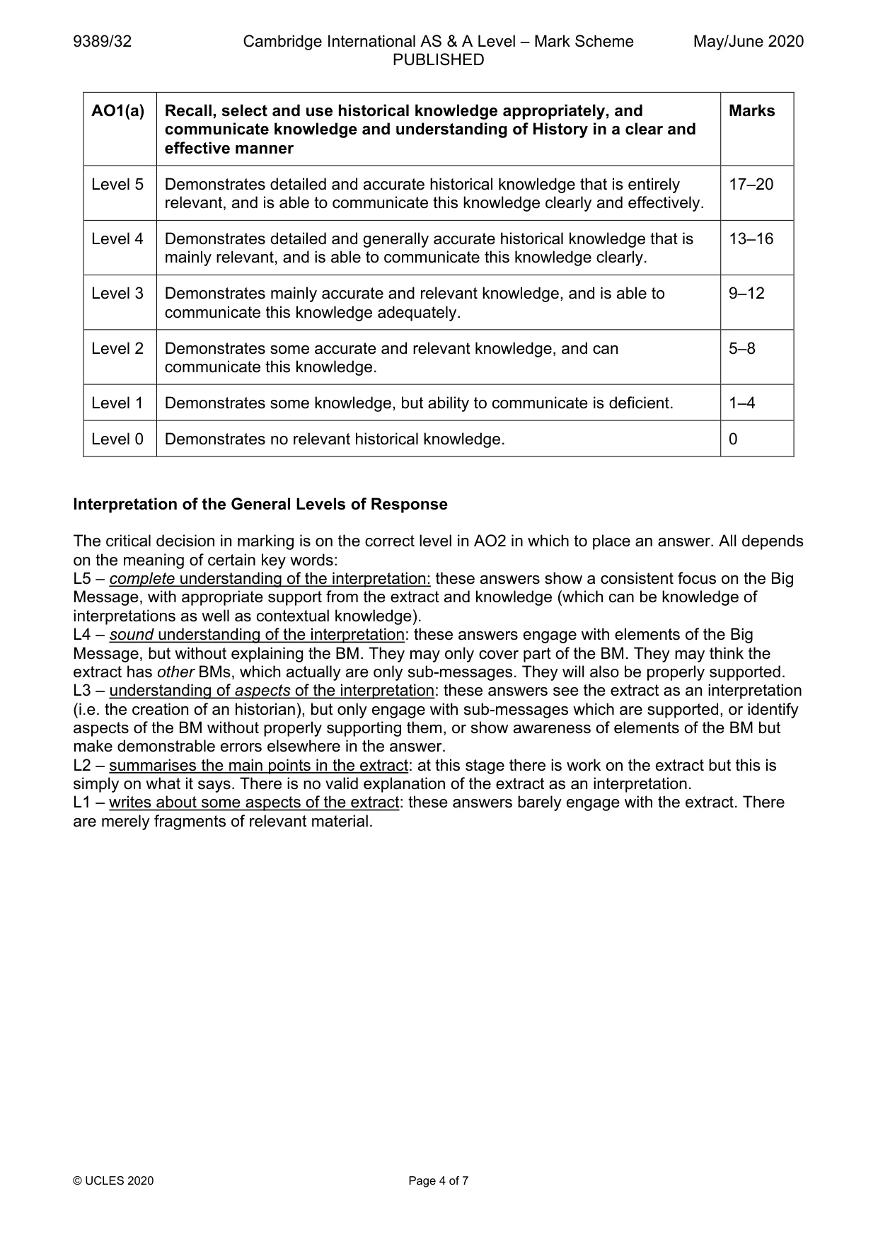 Mark scheme, page 4 of 7