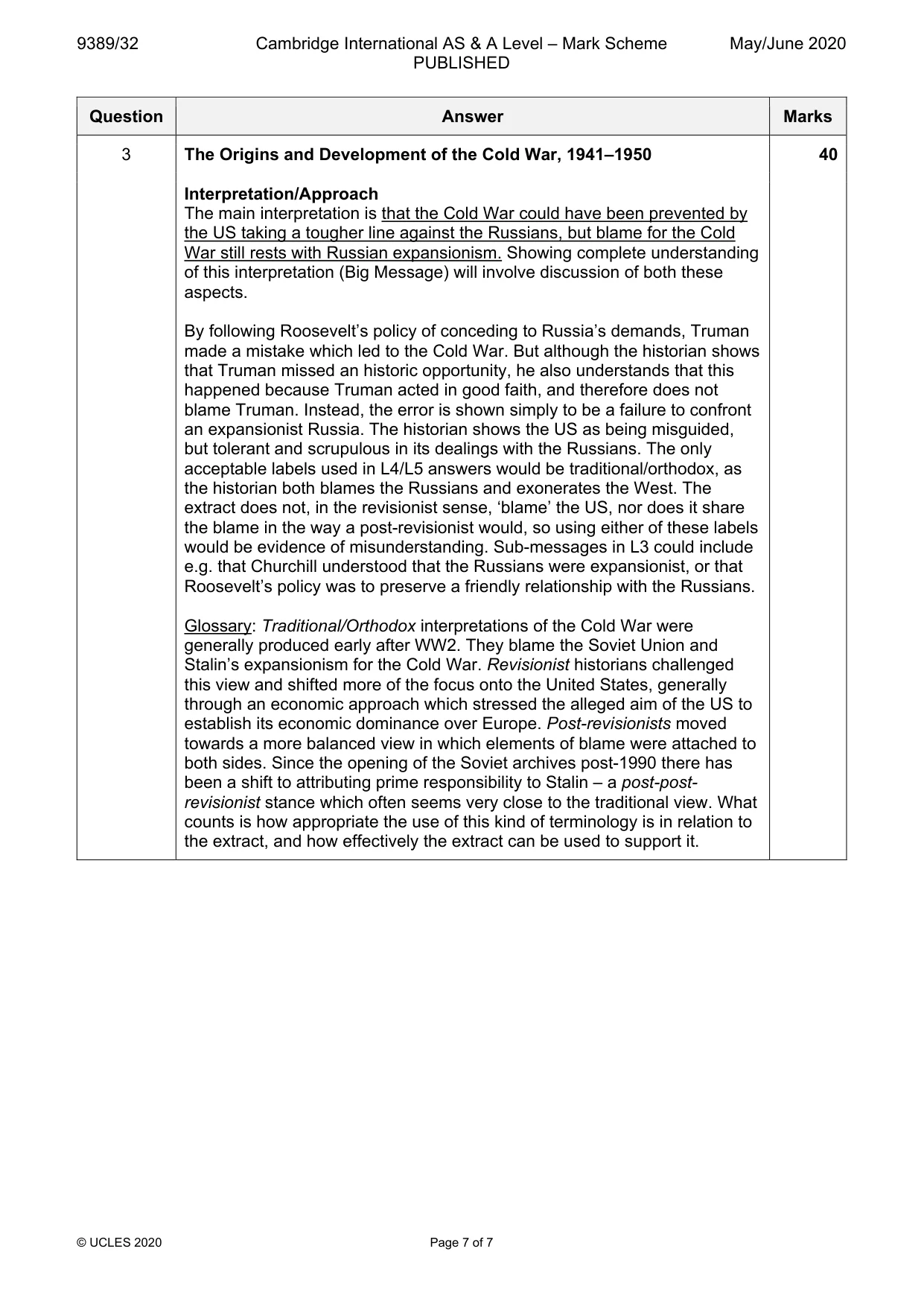 Mark scheme, page 7 of 7