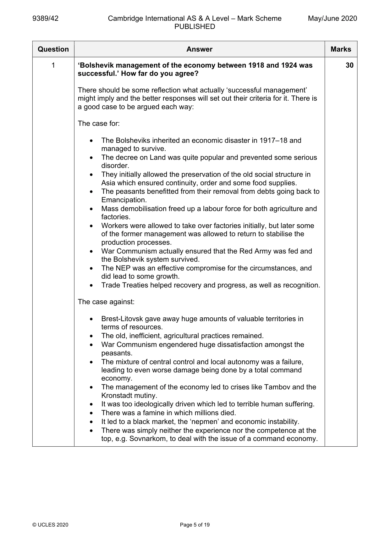Mark scheme, page 5 of 19