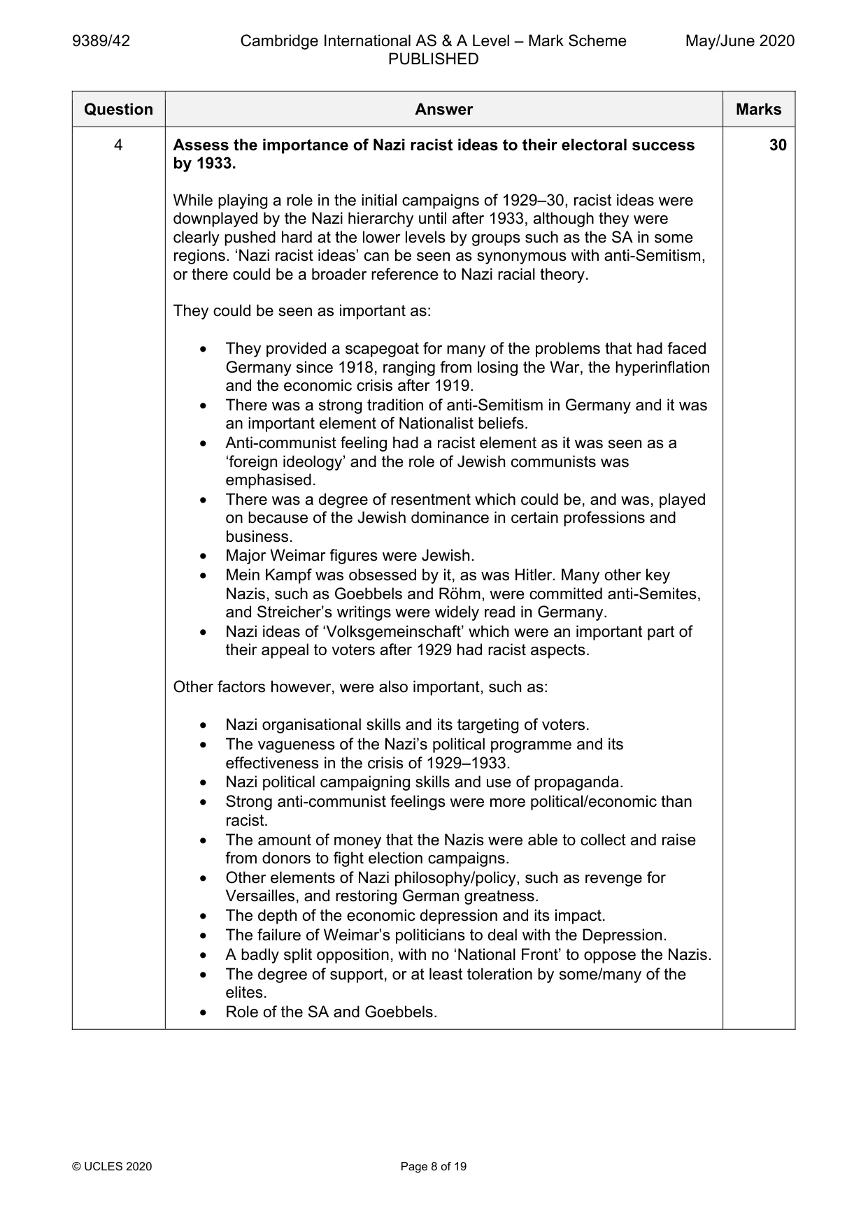Mark scheme, page 8 of 19