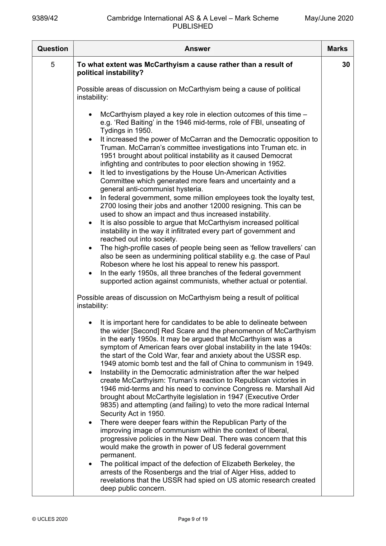 Mark scheme, page 9 of 19