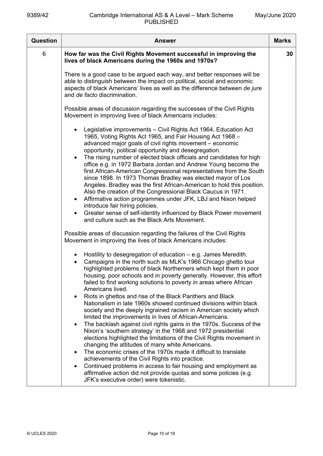 Mark scheme, page 10 of 19