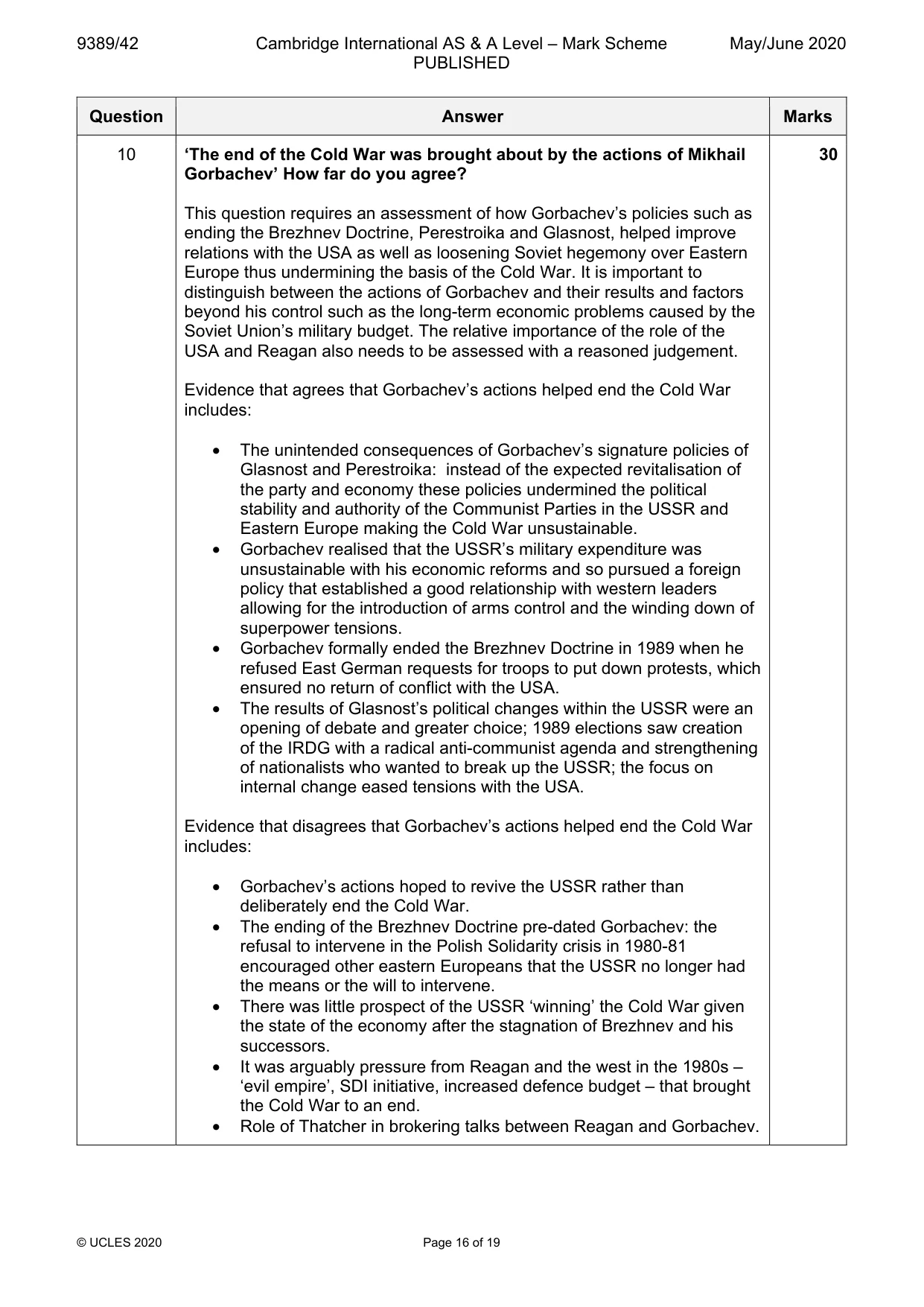Mark scheme, page 16 of 19