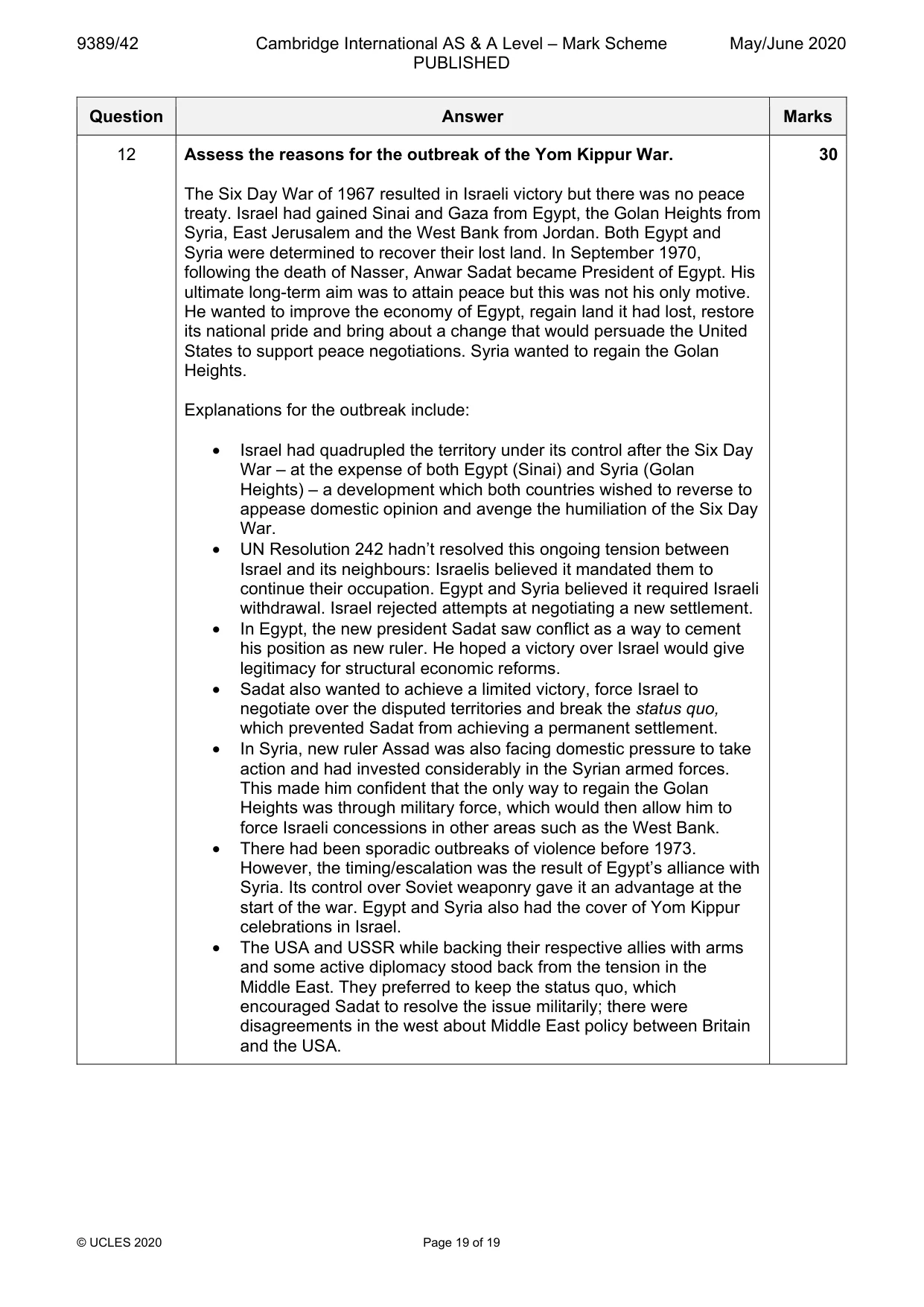 Mark scheme, page 19 of 19