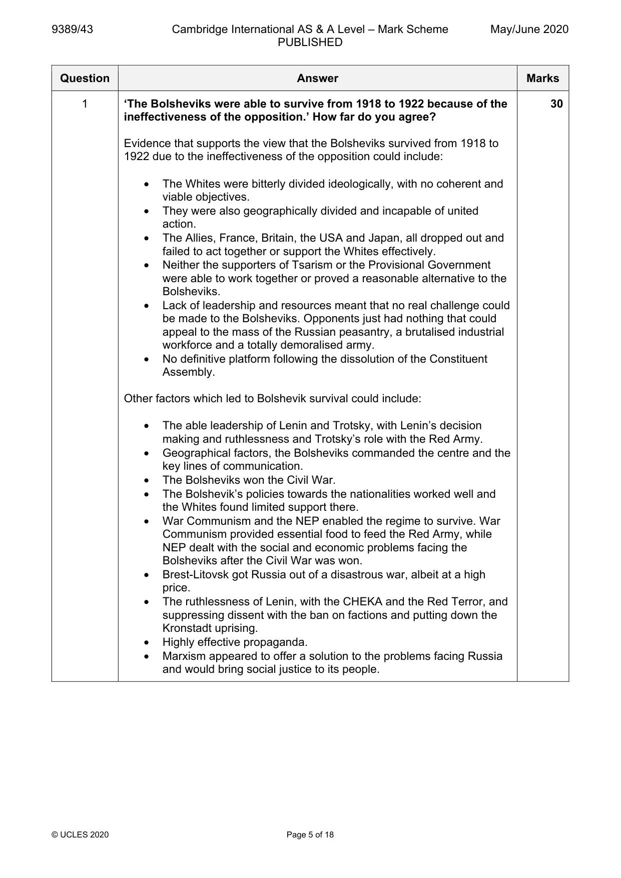 Mark scheme, page 5 of 18