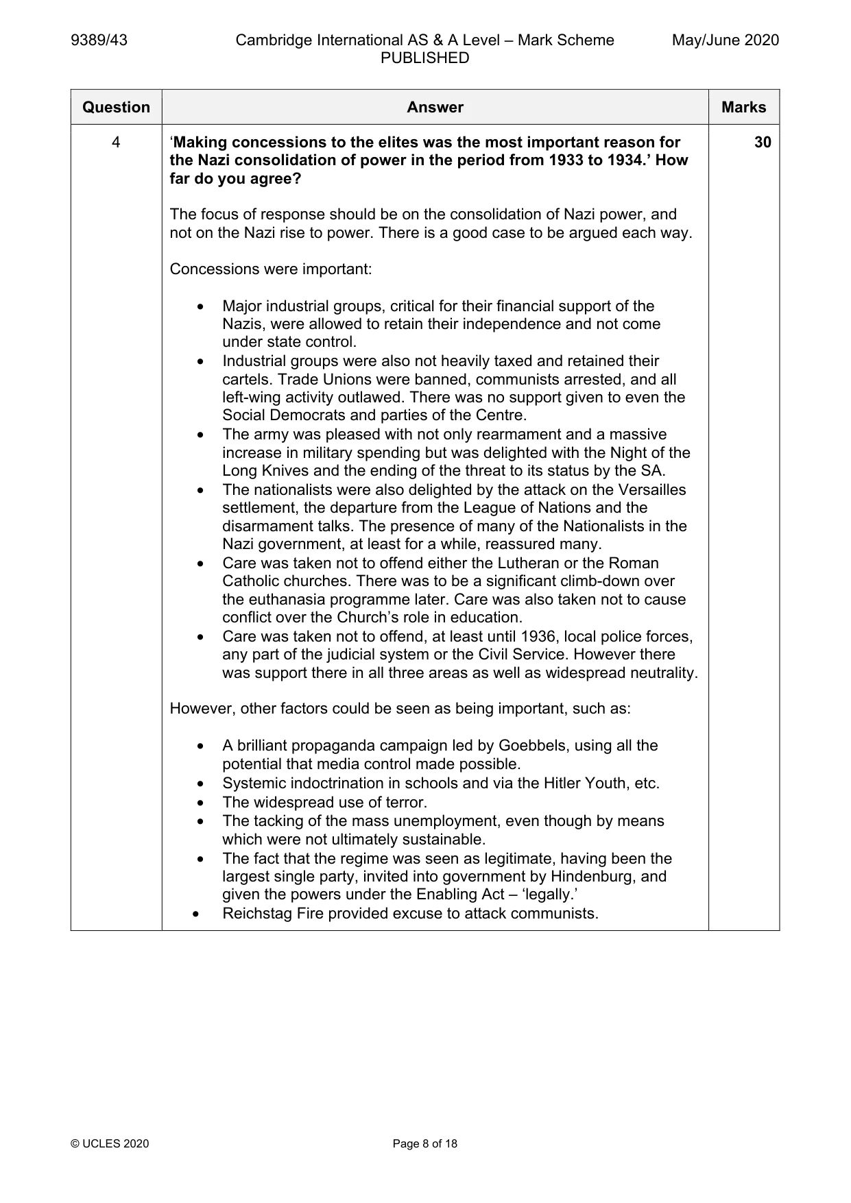 Mark scheme, page 8 of 18