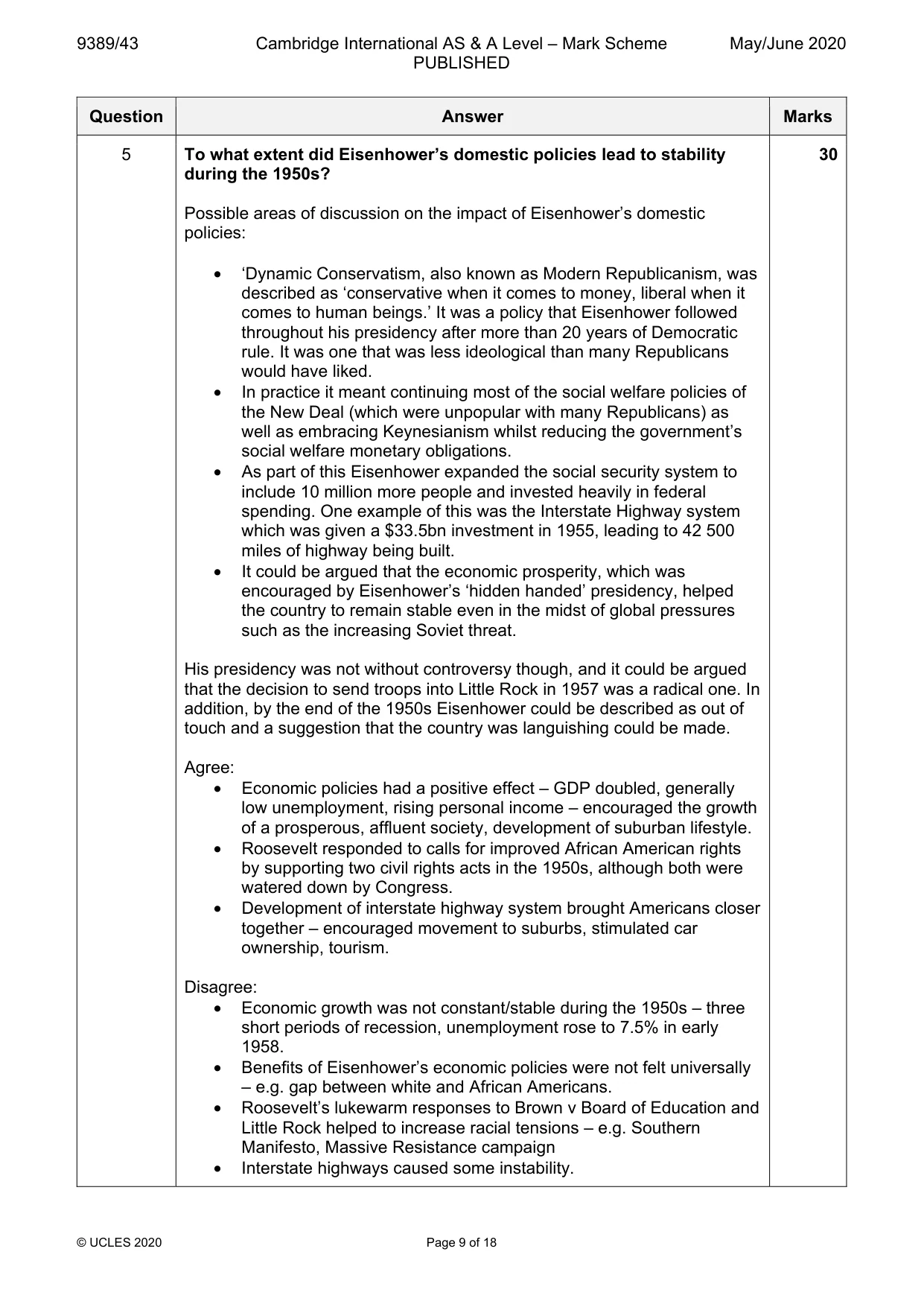 Mark scheme, page 9 of 18