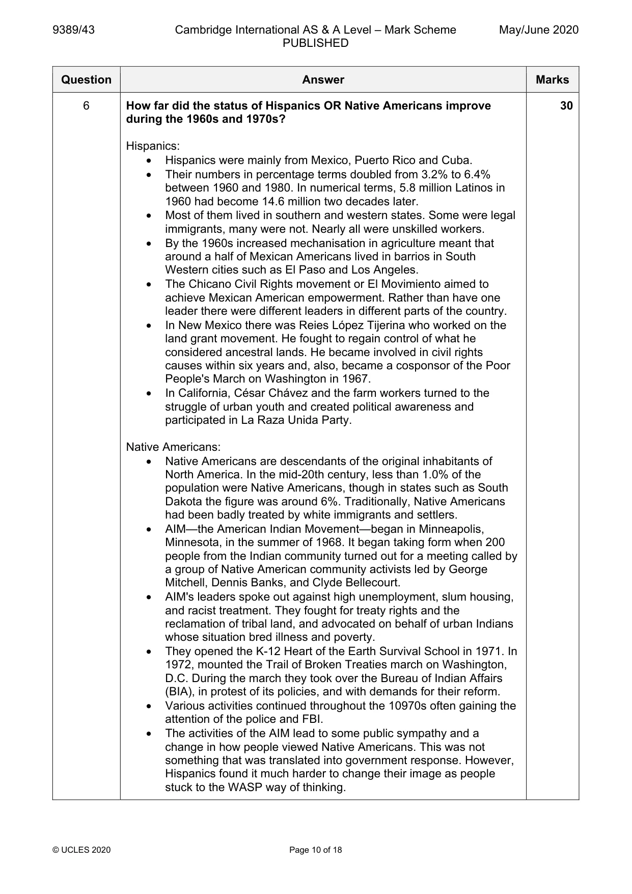 Mark scheme, page 10 of 18