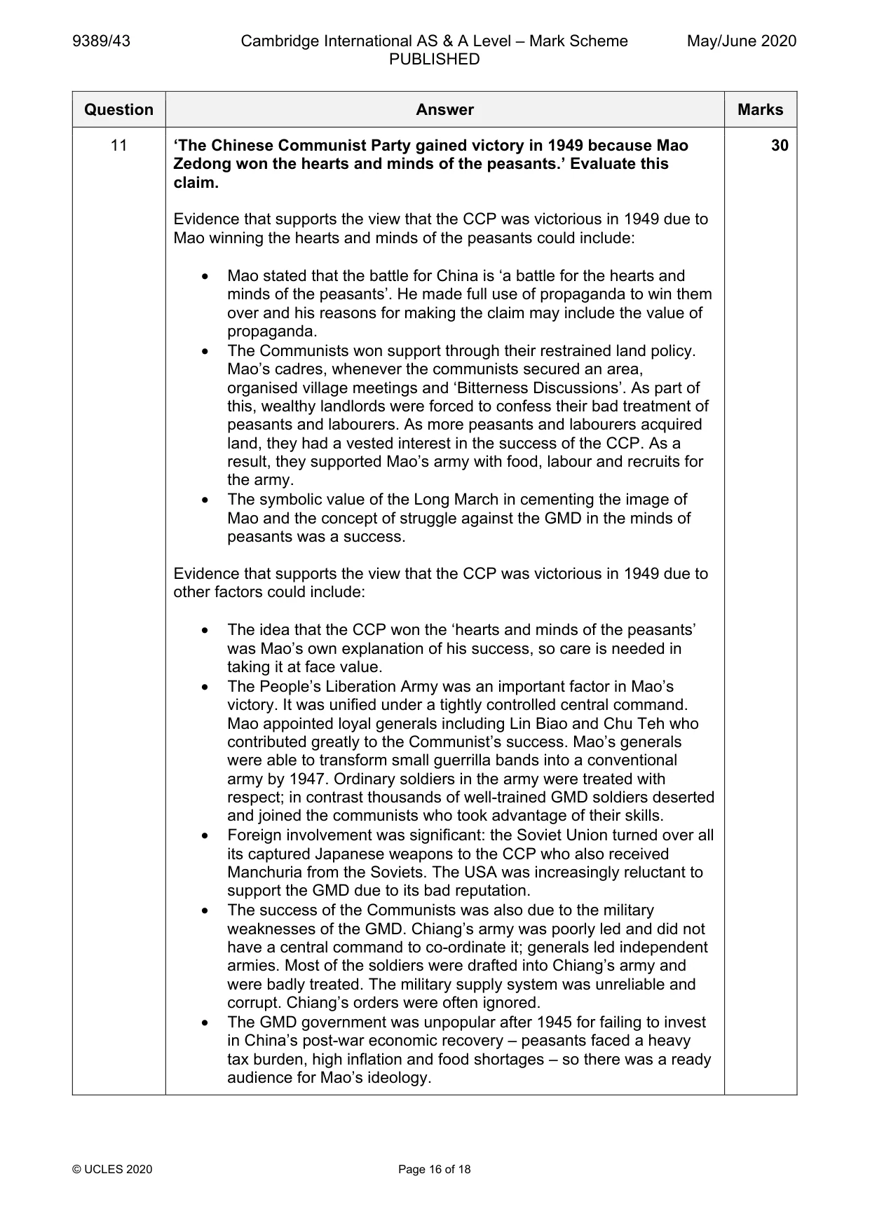 Mark scheme, page 16 of 18