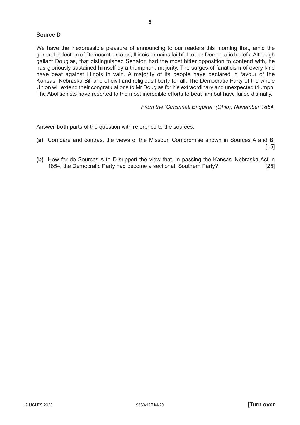 Cambridge A Level History 9389 2020 May/June Paper 1 · Variant 2 question paper, page 5 of 8
