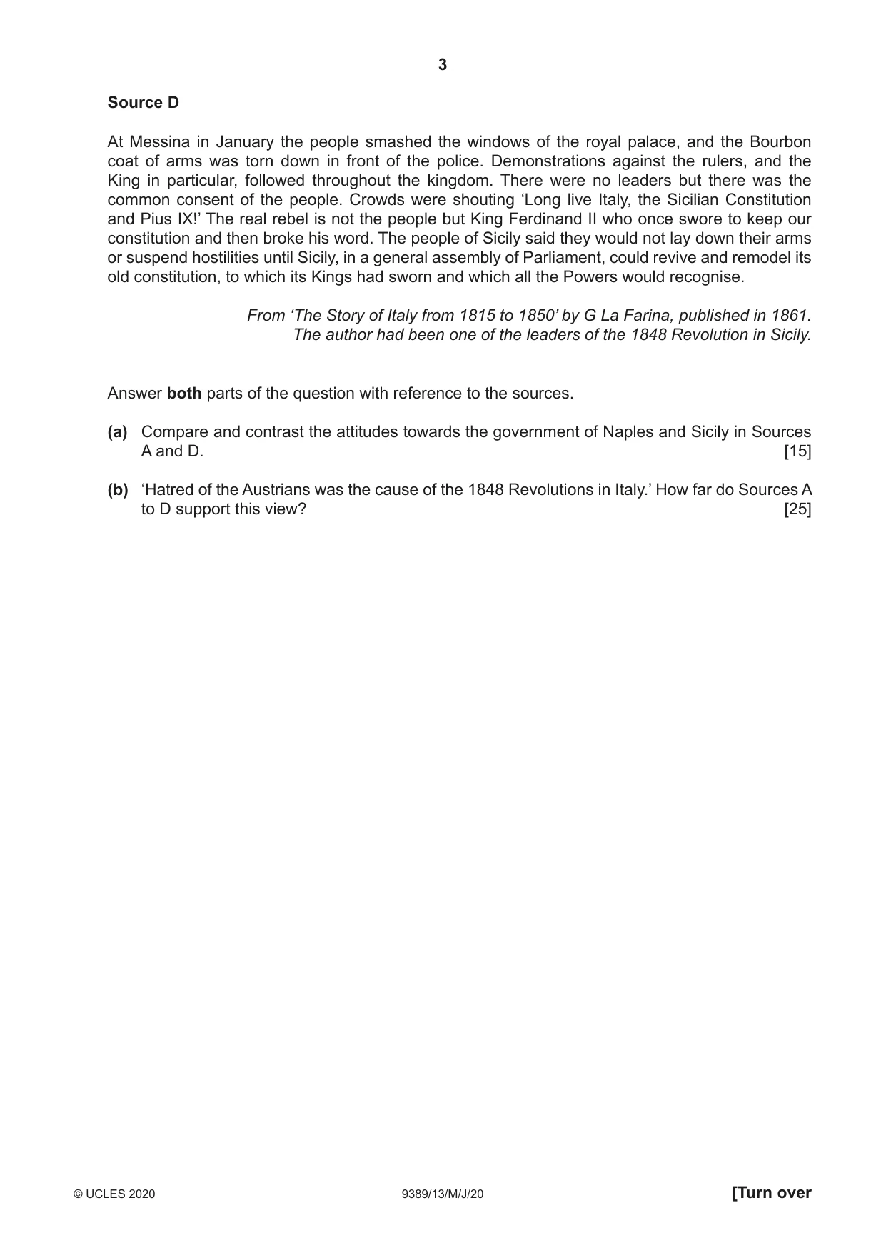 Cambridge A Level History 9389 2020 May/June Paper 1 · Variant 3 question paper, page 3 of 8
