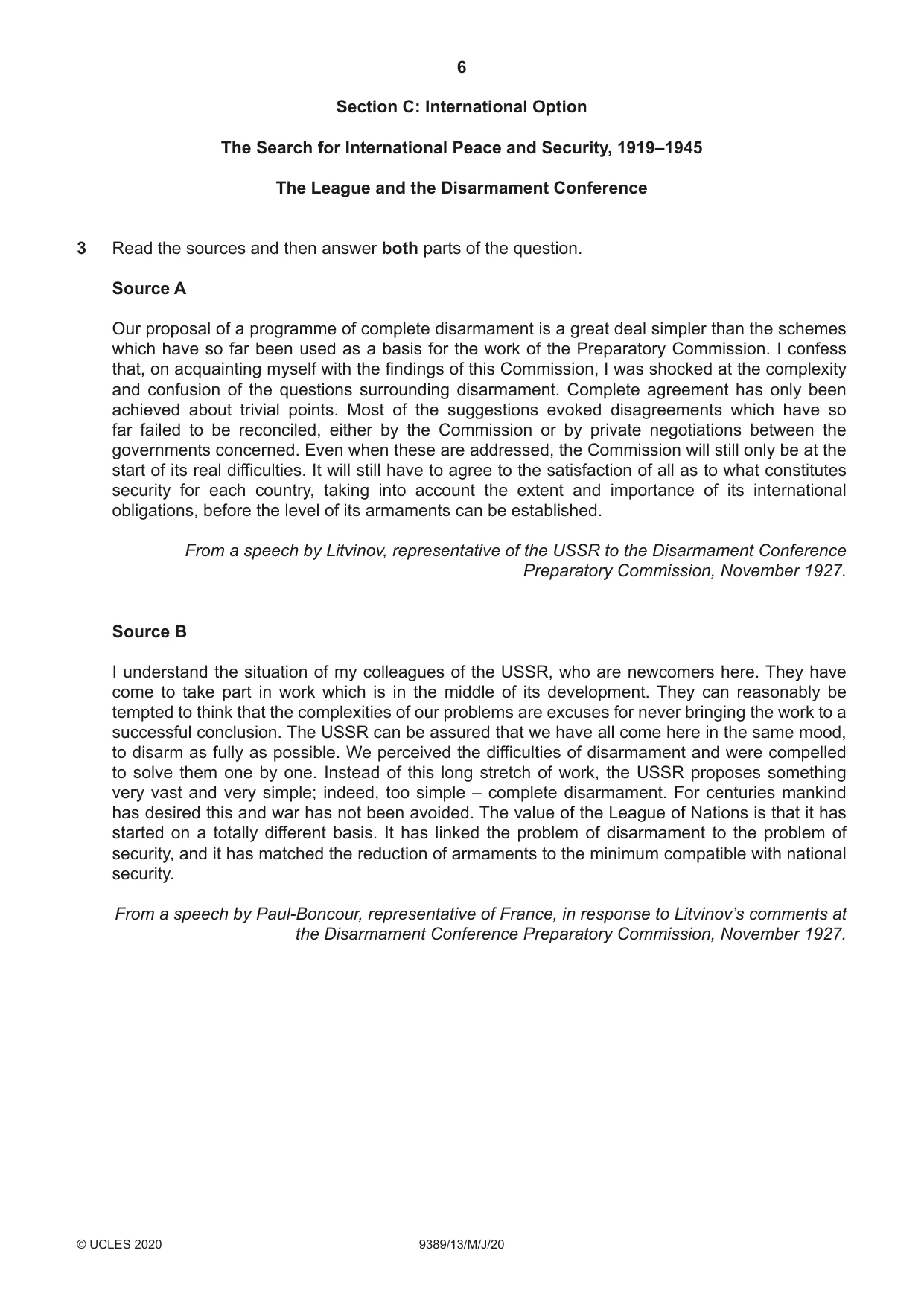Cambridge A Level History 9389 2020 May/June Paper 1 · Variant 3 question paper, page 6 of 8