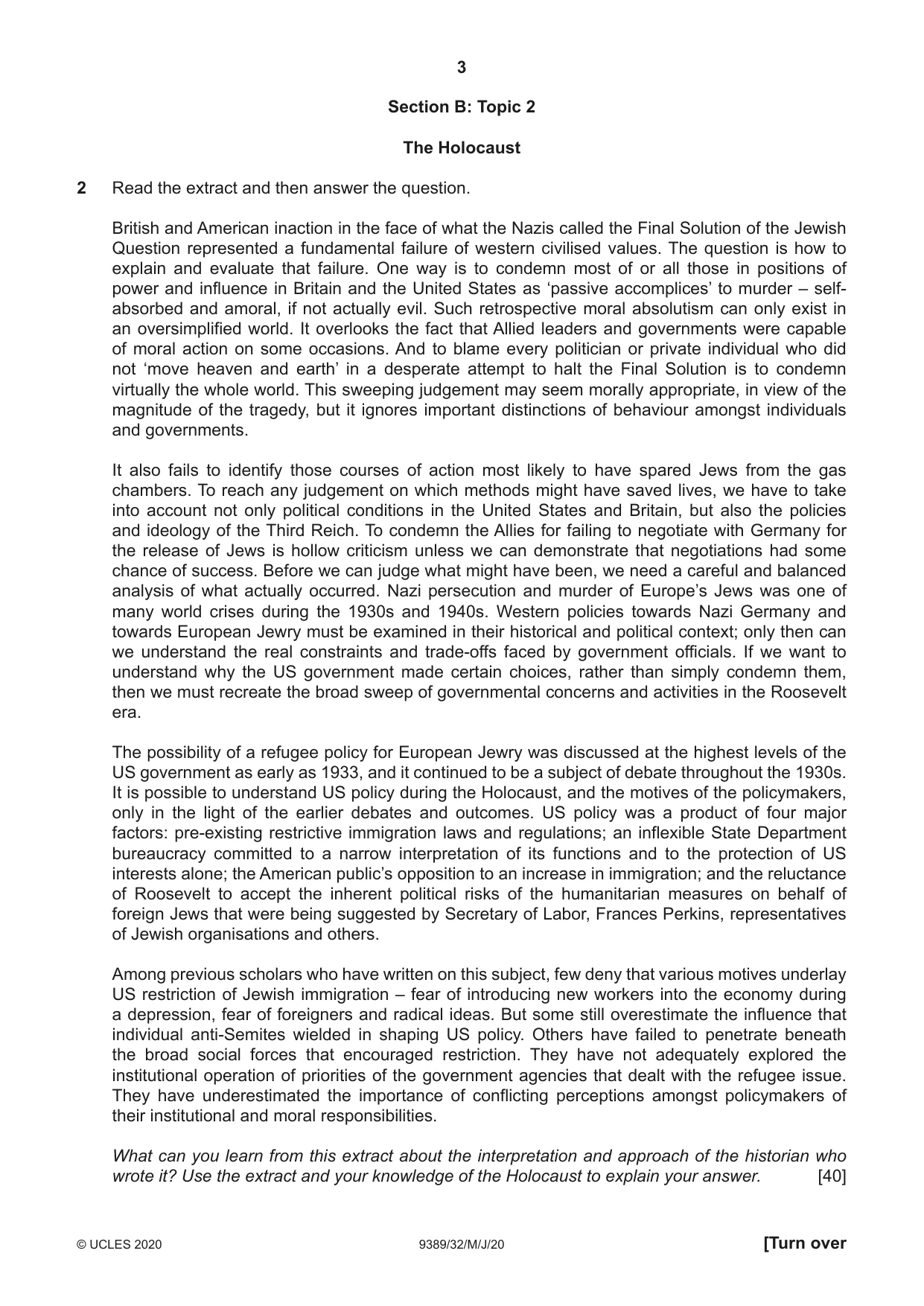 Cambridge A Level History 9389 2020 May/June Paper 3 · Variant 2 question paper, page 3 of 4