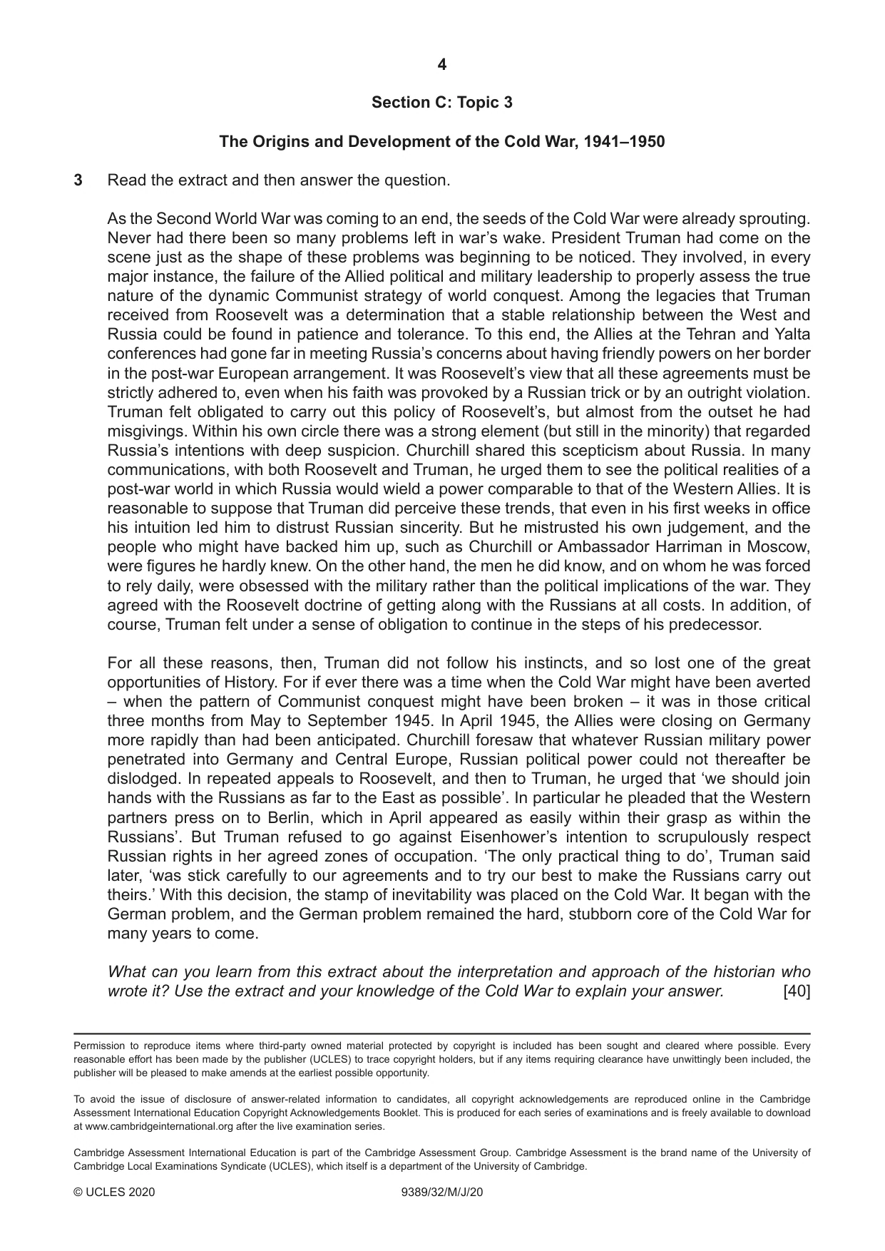 Cambridge A Level History 9389 2020 May/June Paper 3 · Variant 2 question paper, page 4 of 4